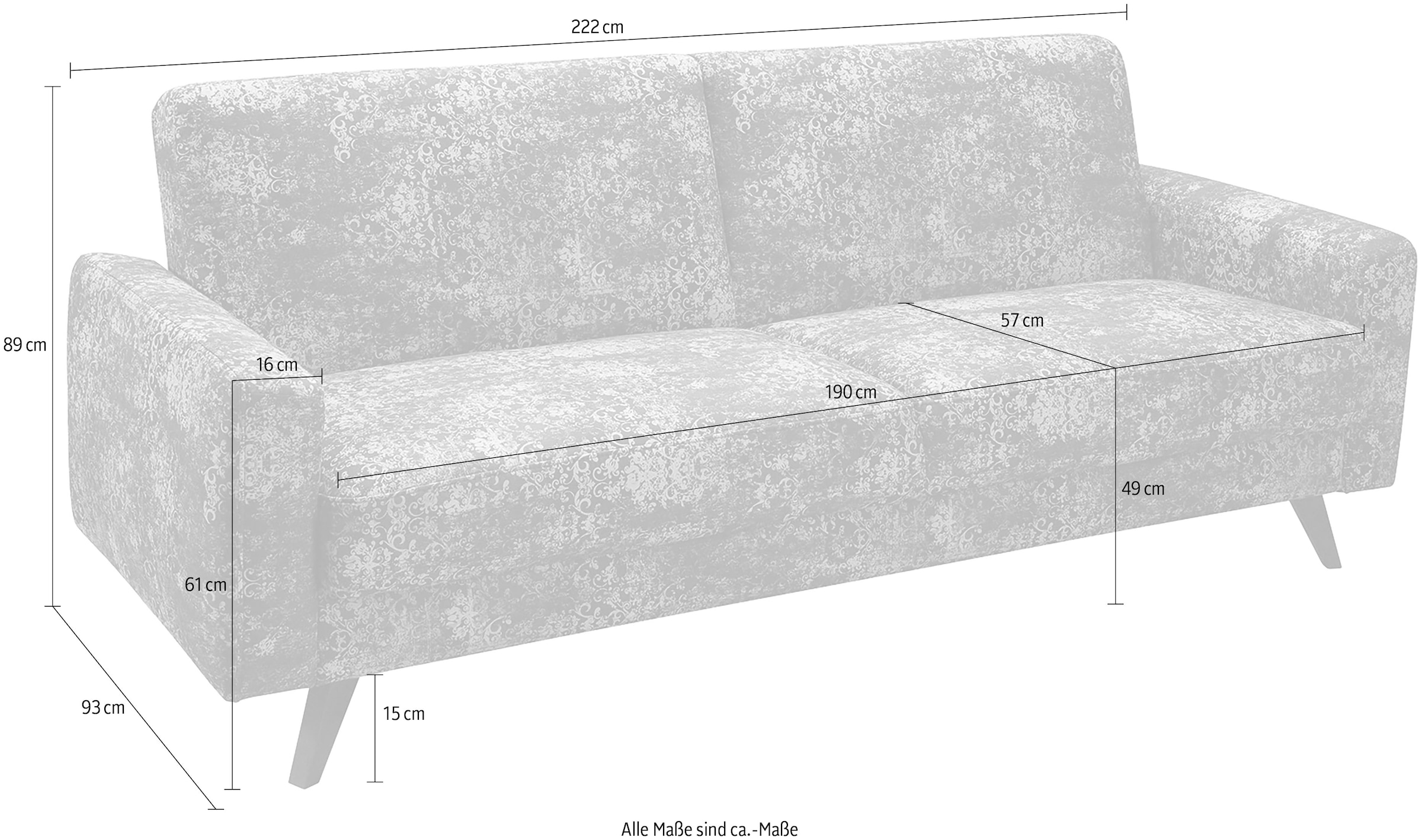 exxpo - sofa fashion 3-Sitzer »Side, trendiger Bezugsstoff, toller Sitz- und Liegekomfort, Schlafsofa«, mit Schlaffunktion, Bettkasten und hohe Holzfüsse, Solitärmöbel