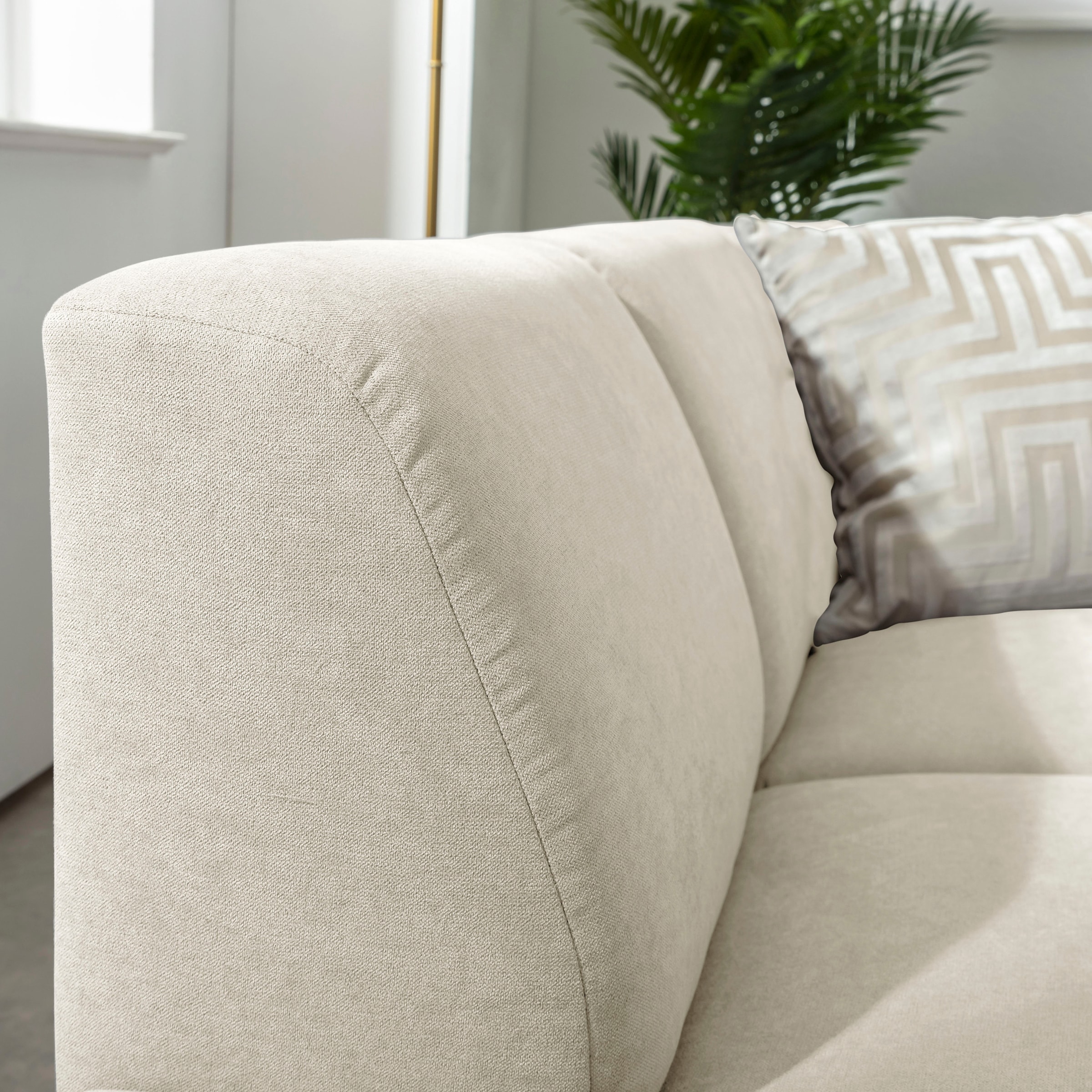 Max Winzer® Ecksofa »Blackpool modern, mittlere Sitzhärte mit hochwertiger Schaumpolsterung«, Lounge-Charakter durch niedrigen, leicht gewölbten Rücken