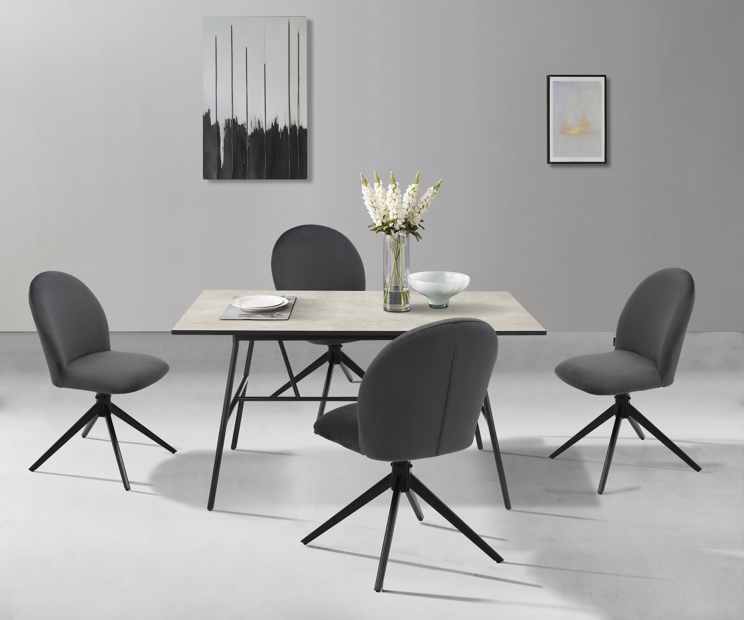 Home affaire Esszimmerstuhl »Tempa, TOPSELLER!«, (Set), 2 St., Samtvelours, Drehstuhl mit 360 Grad Drehfunktion