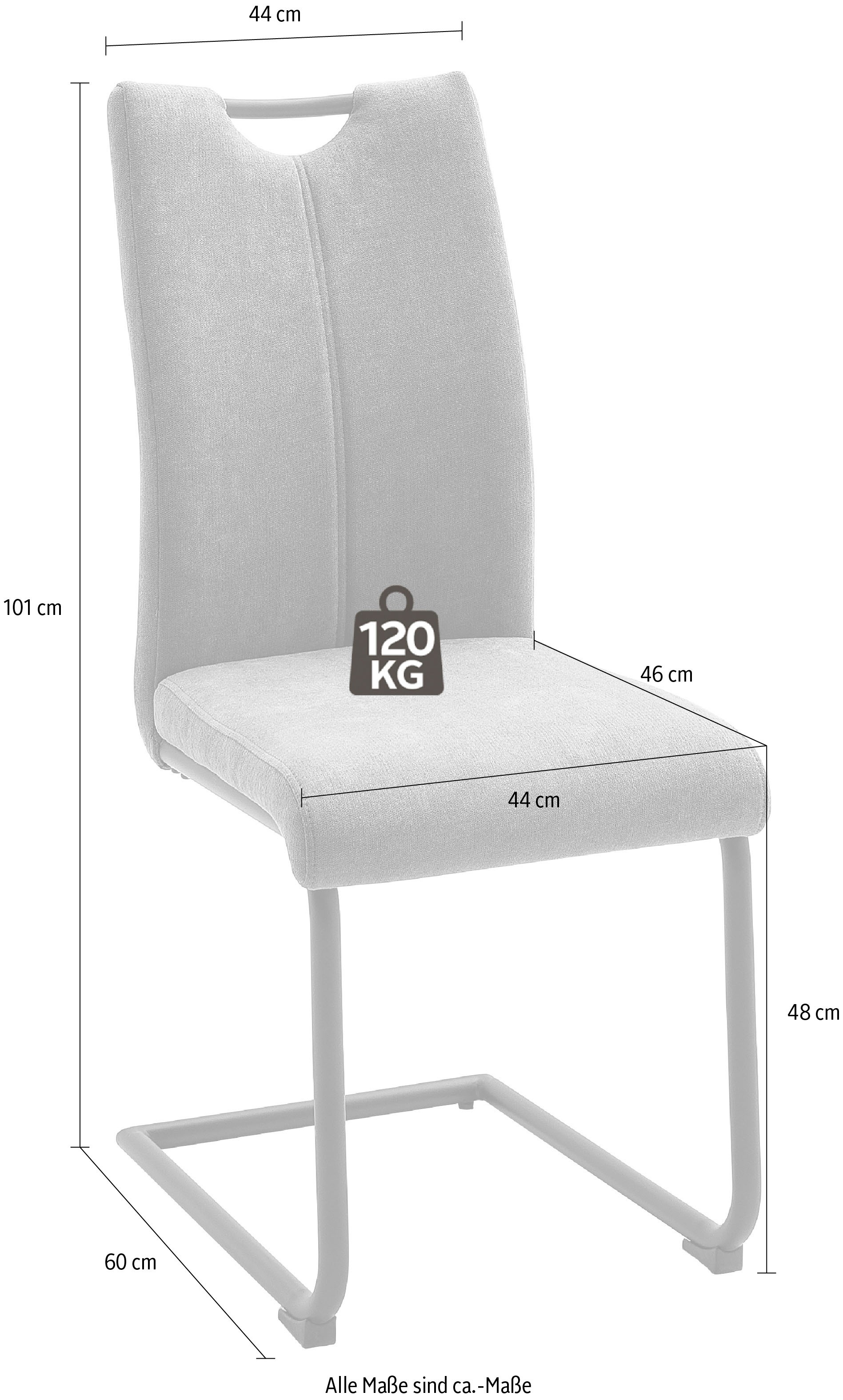 MCA furniture Freischwinger »Adana«, 4 St., (4er-Set), Belastbarkeit 120 kg, mit Griffloch, Sitzhöhe von ca. 48 cm