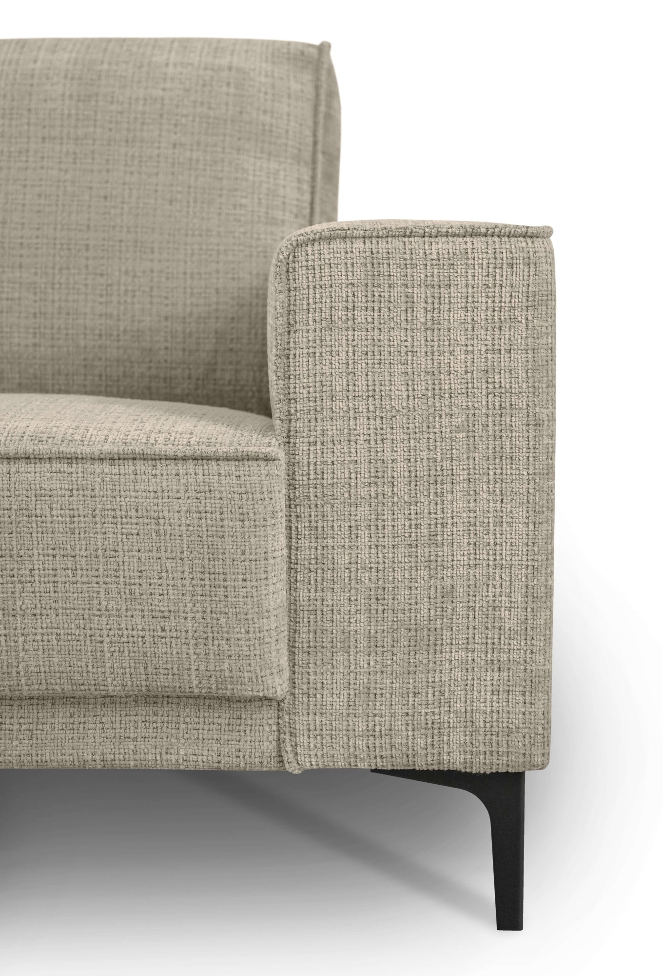 Places of Style Ecksofa »Polsterecke Oland, Struktur, Flachgewebe, Luxus-Microfaser, Boucle«, L-Form, 289 cm, Wellenunterfederung, Skandi-Design, Metallfüsse