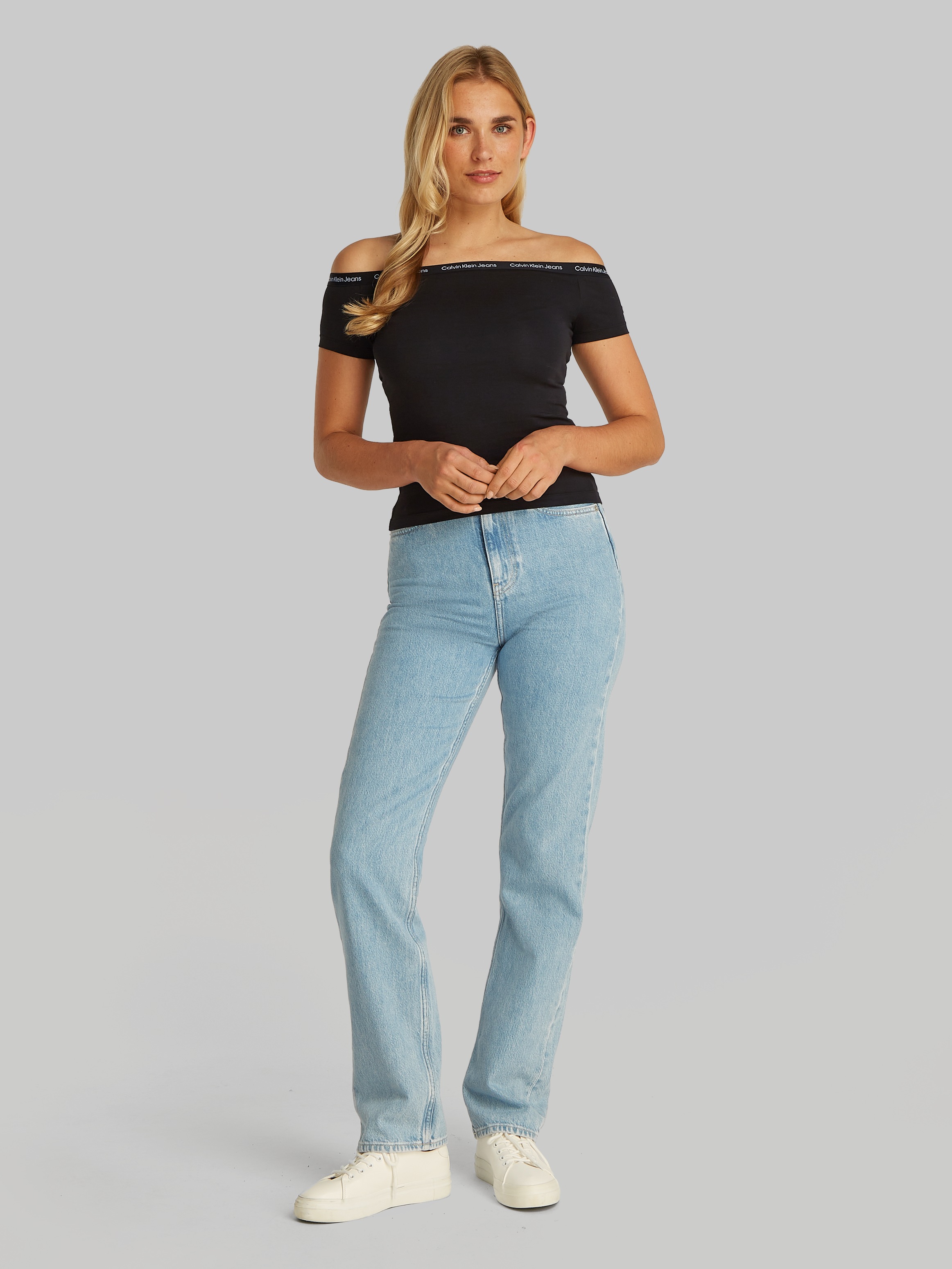 Calvin Klein Jeans T-Shirt »LOGO ELASTIC BARDOT TOP«, mit Logoschriftzug