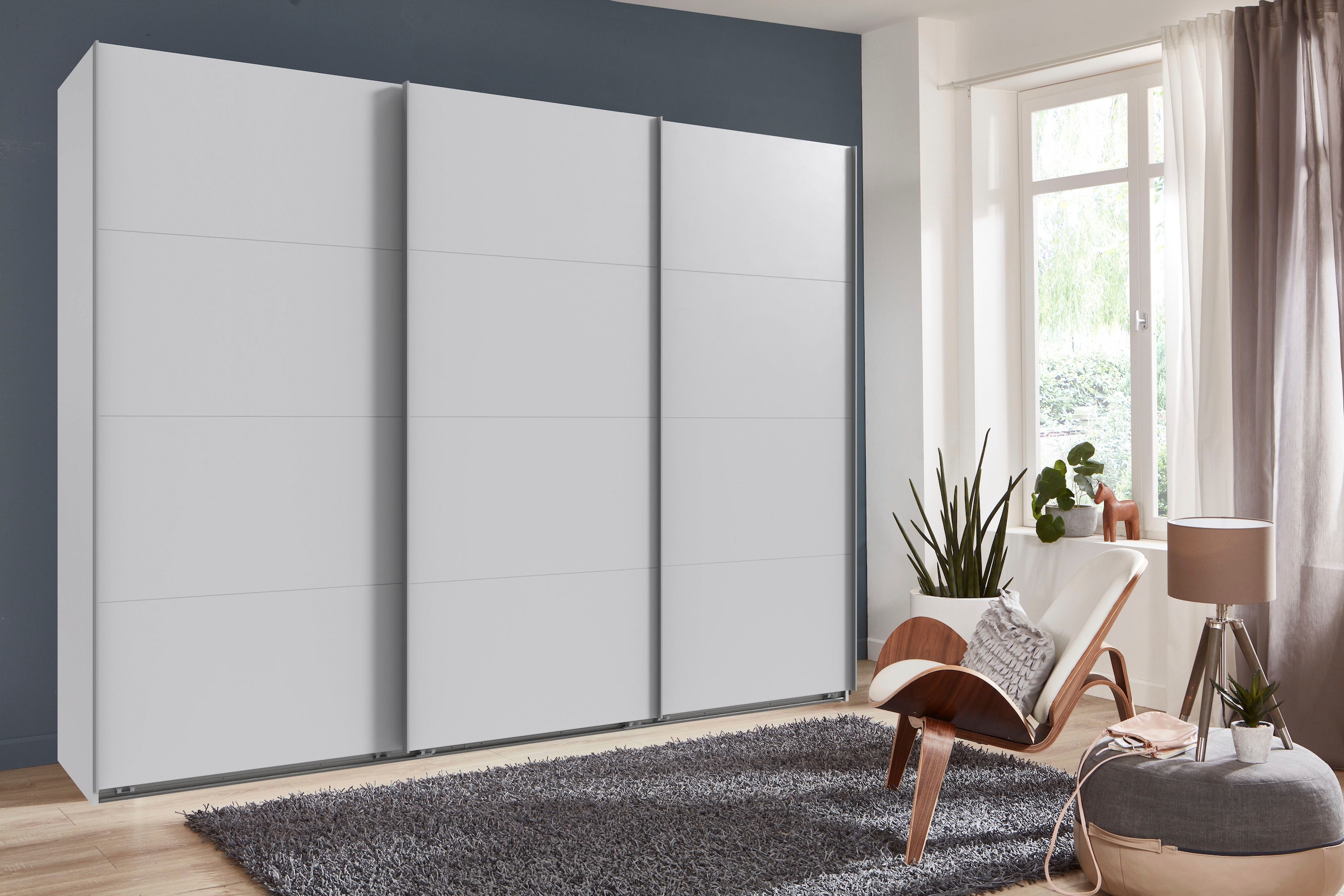 Wimex Schwebetürenschrank »Mugano, Made in Germany, Lieferung bis in Deine Etage und Stellort«, (wähle Deine Ausstattung: Basic oder Premium!), 3 Schwebetüren, grosse Grössen, mit oder ohne Spiegel, Metallgriffe