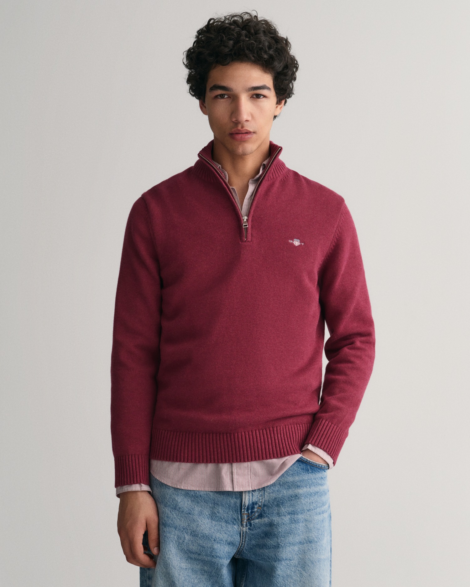 Gant Troyer »CASUAL COTTON HALF ZIP«, mit grafischer Logostickerei auf der Brust