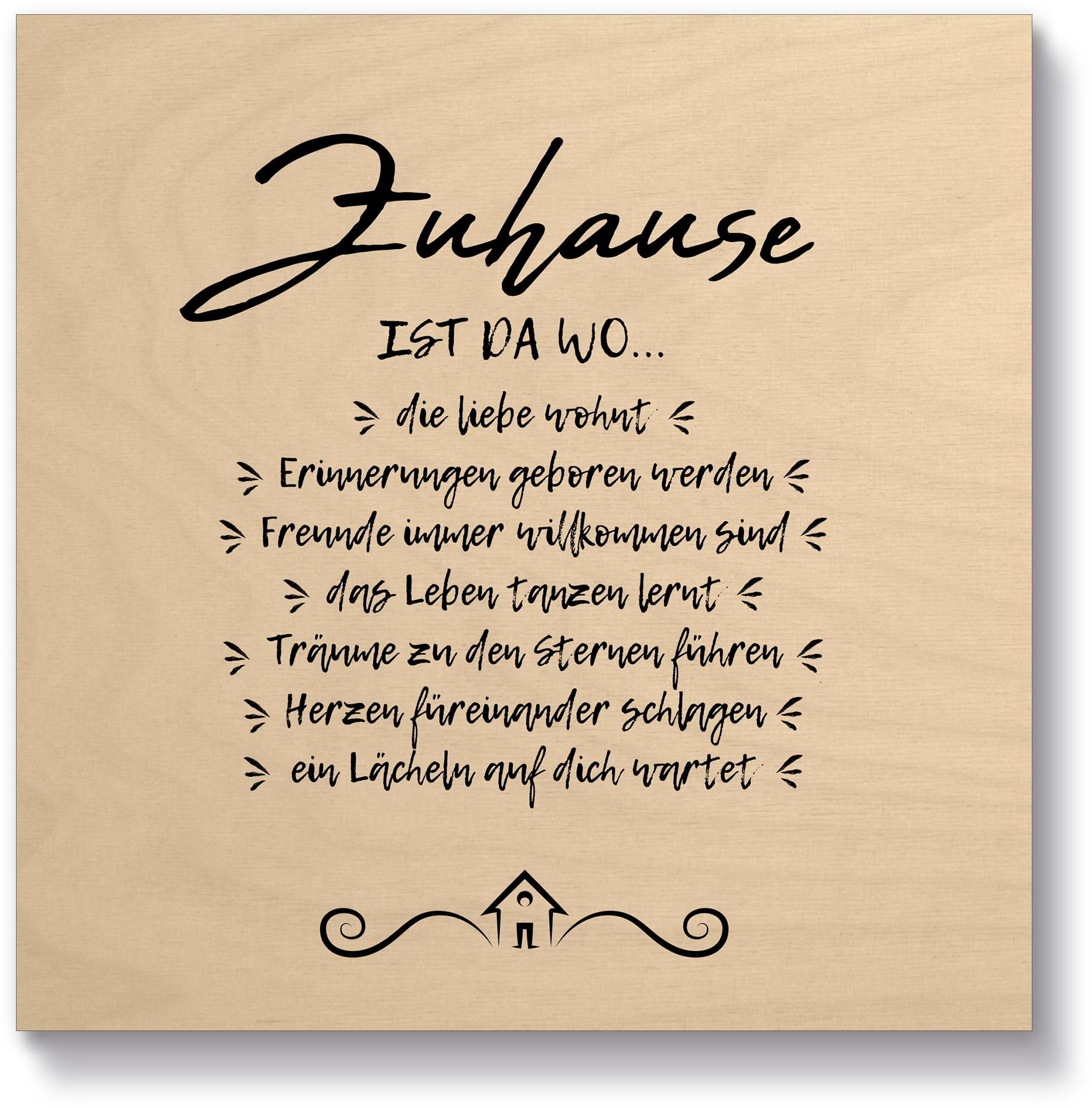 Holzbild »Zuhause II«, Sprüche & Texte, (1 St.)