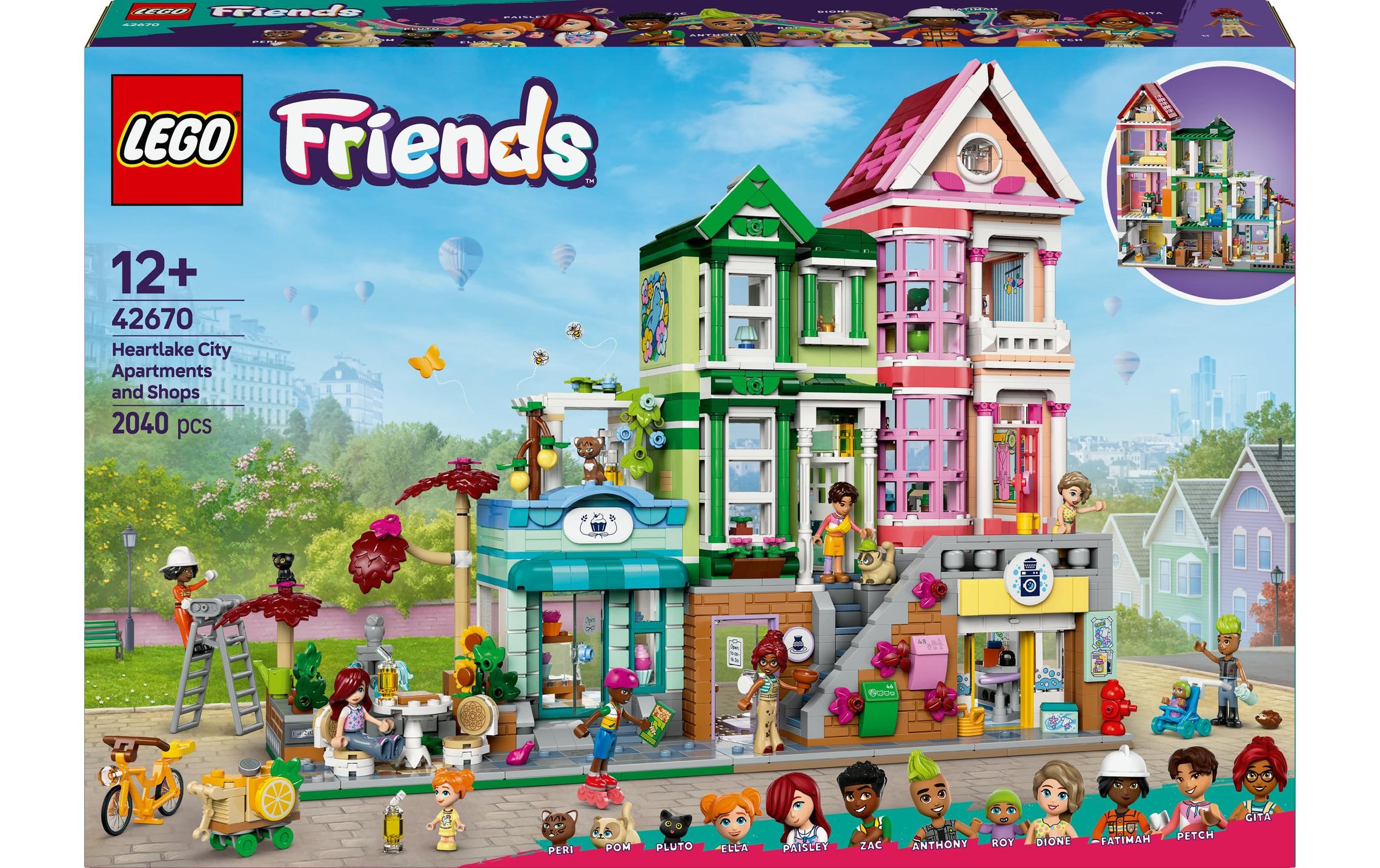 LEGO® Spielbausteine »Friends Wohn- und Einkaufsstrasse 42670«, (2040 St.)