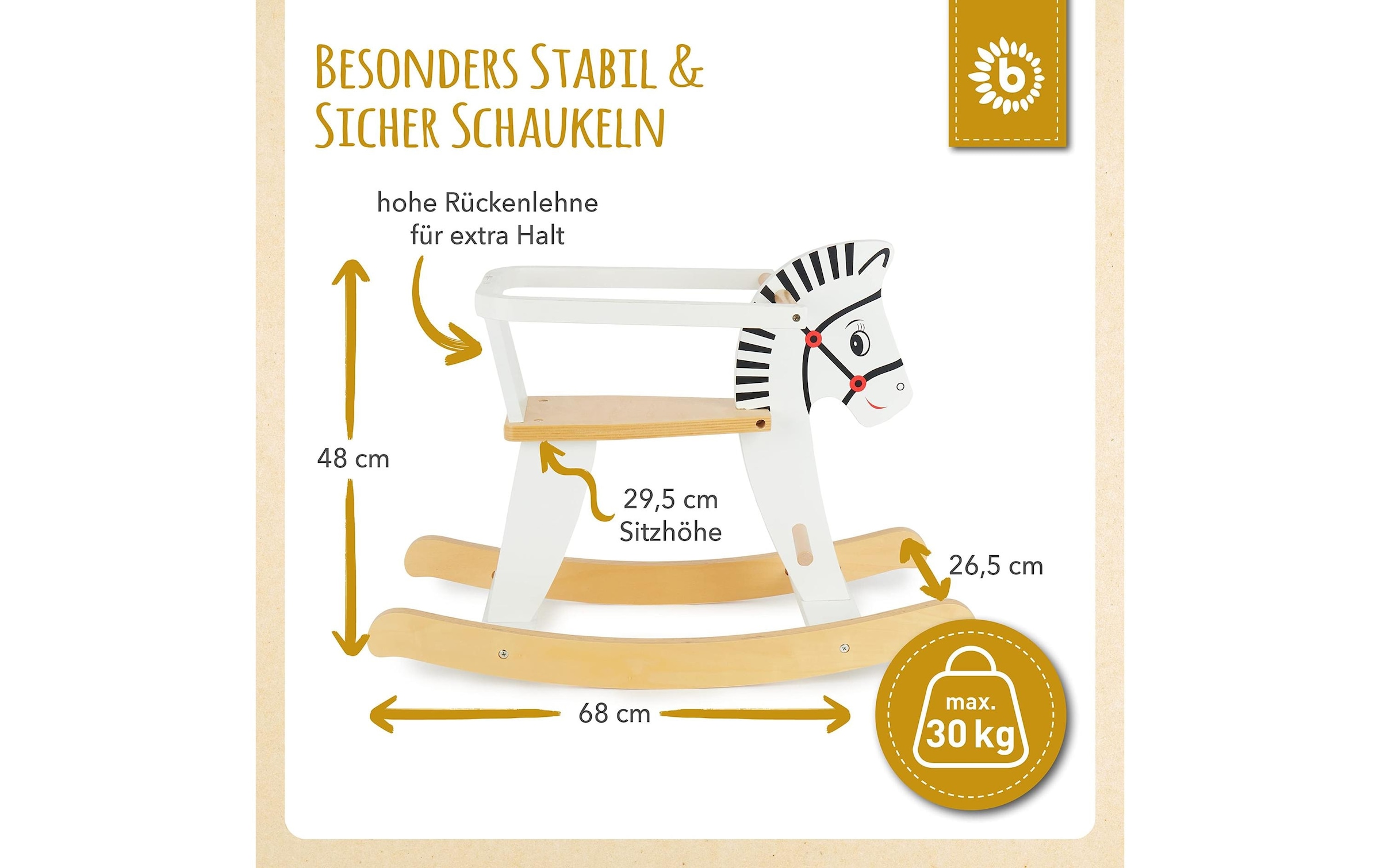 BIECO Schaukelpferd »aus Holz«, Holzart: Schima, Birke (China)
