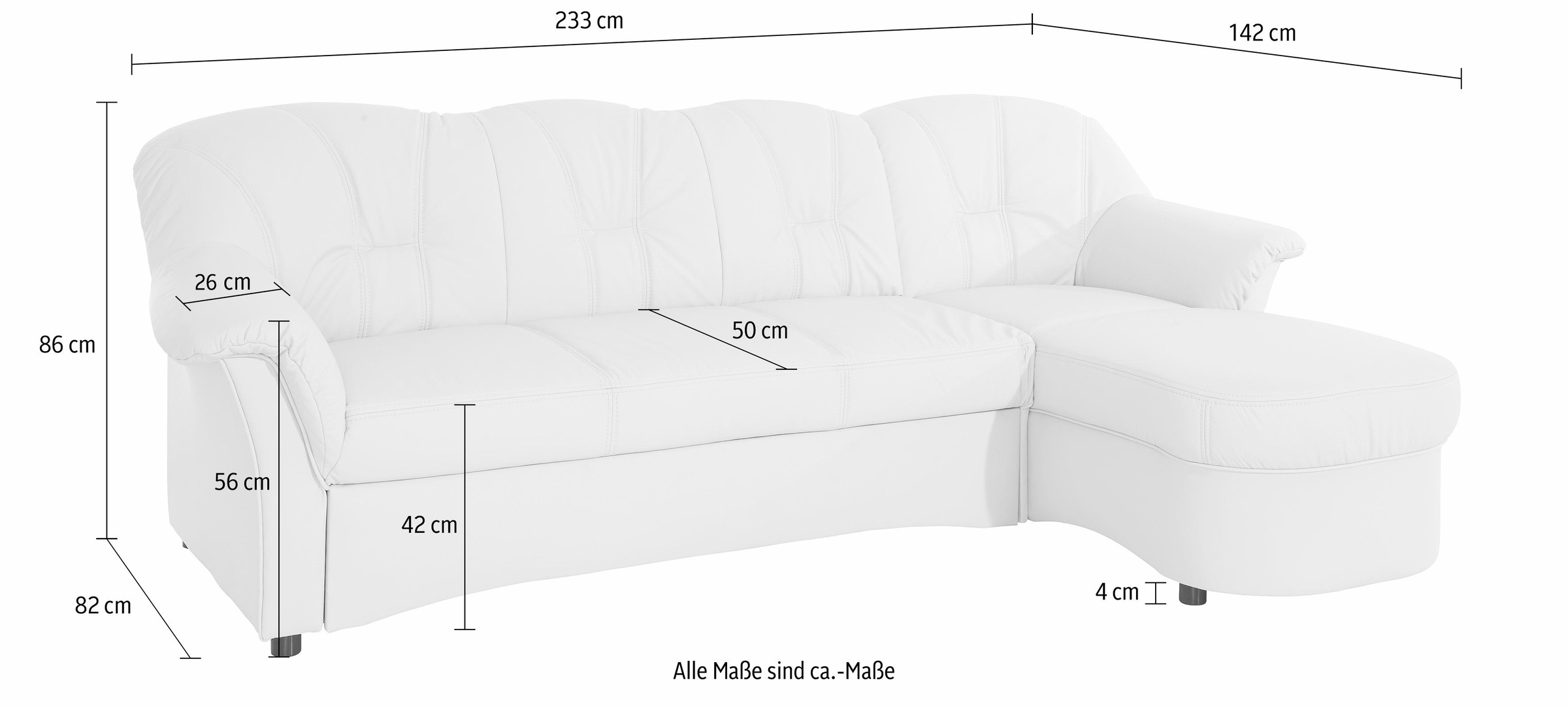 DOMO collection Ecksofa »Flores Schlafsofa, B/T/H: 233/142/86 cm, L-Form«, wahlweise mit Bettfunktion, wahlweise mit Federkern, auch in Leder