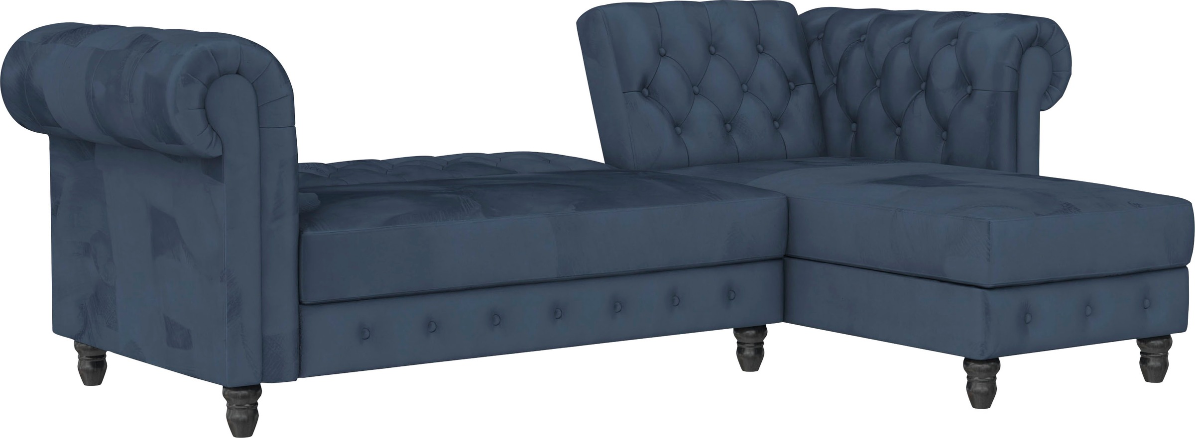 Dorel Home Ecksofa »Felix, L-Form, 241 cm (Liegefl.108x195 cm), Recamiere tauschbar,«, verstellb. Rückenlehne, Bett-Funktion, Velours, Kunstleder, Vintage