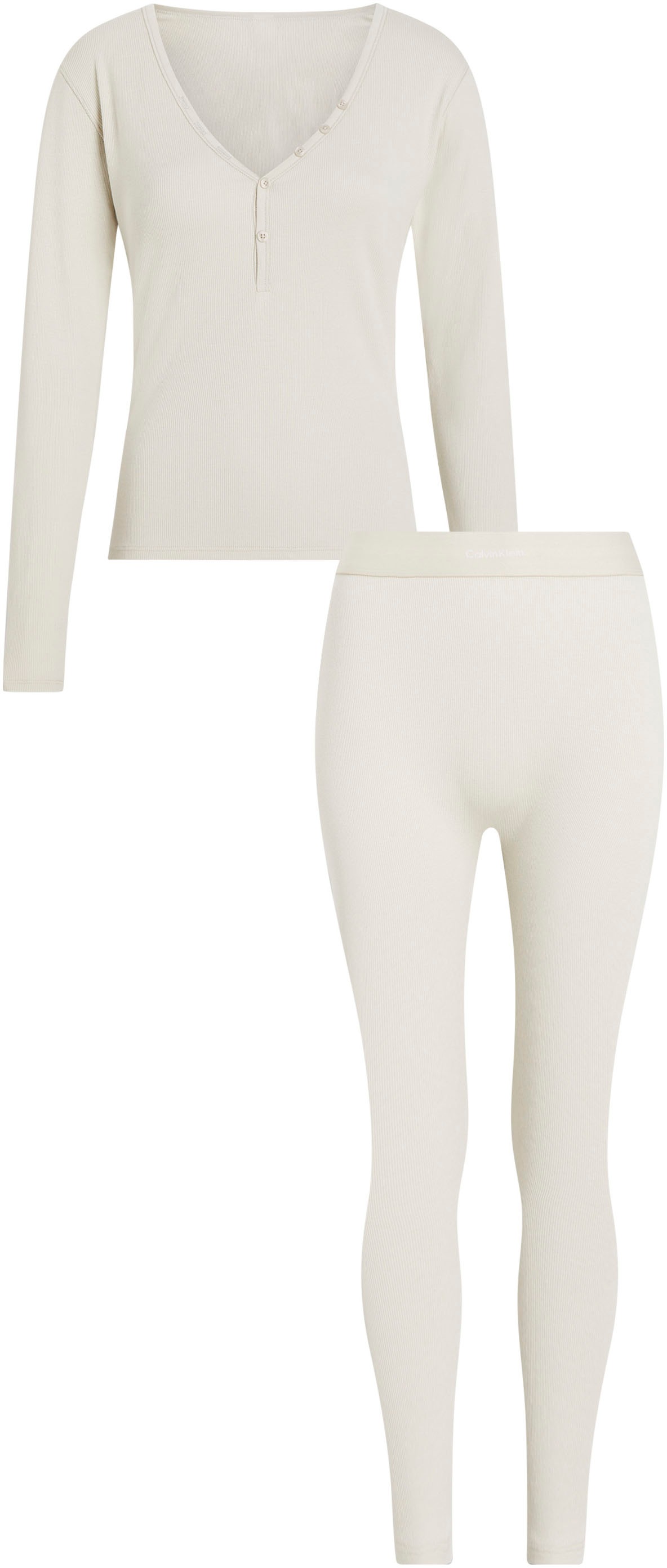 Calvin Klein Underwear Relaxanzug »L/S HENLEY & LEGGING« Set, 2 tlg. mit tiefem Ausschnitt und Knopfleiste
