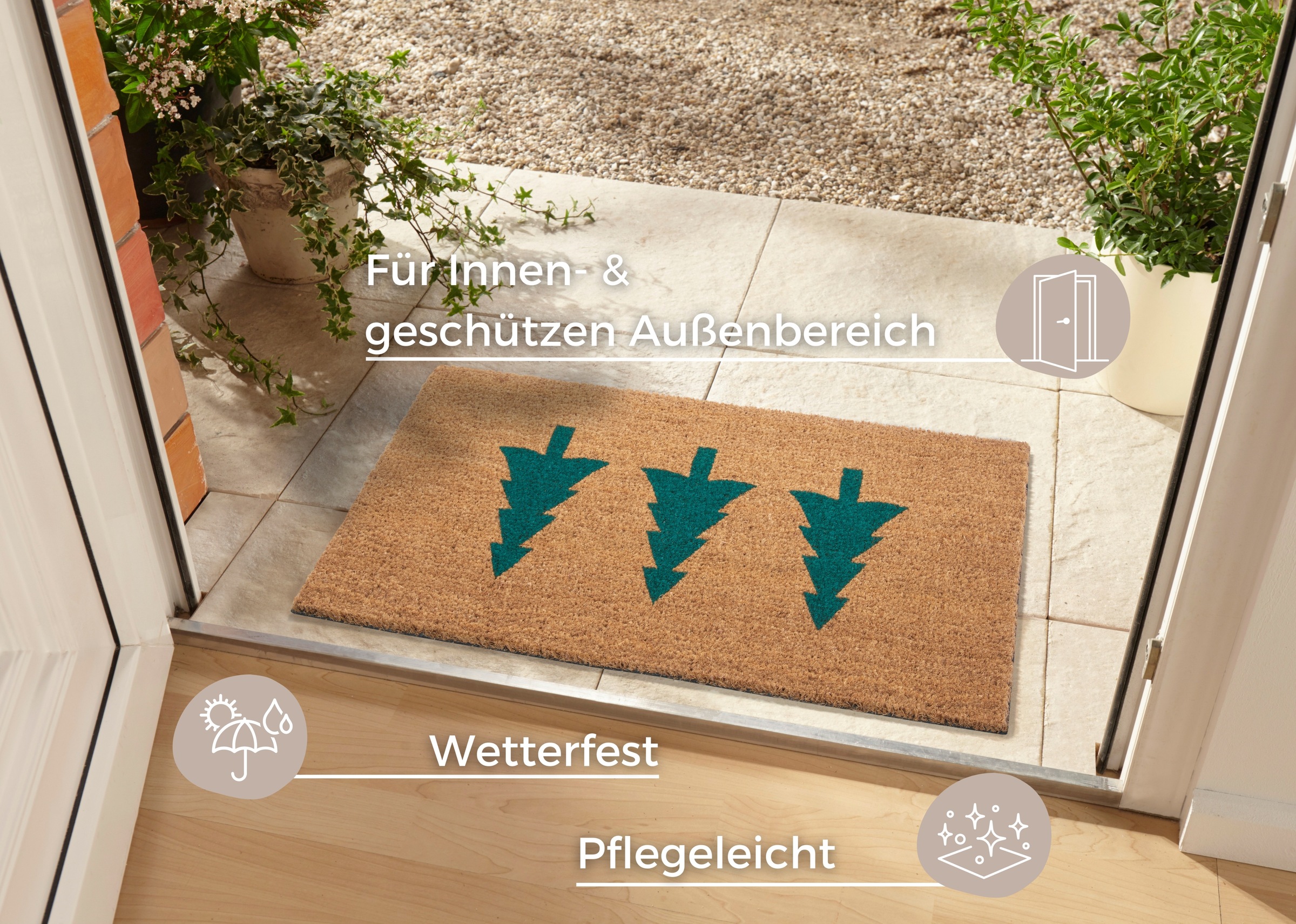 HANSE Home Fussmatte »Mix Mats Kokos Pine Trees«, rechteckig, 15 mm Höhe, Weihnachten, Schmutzfangmatte, Outdoor, Rutschfest, Innen, Kokosmatte