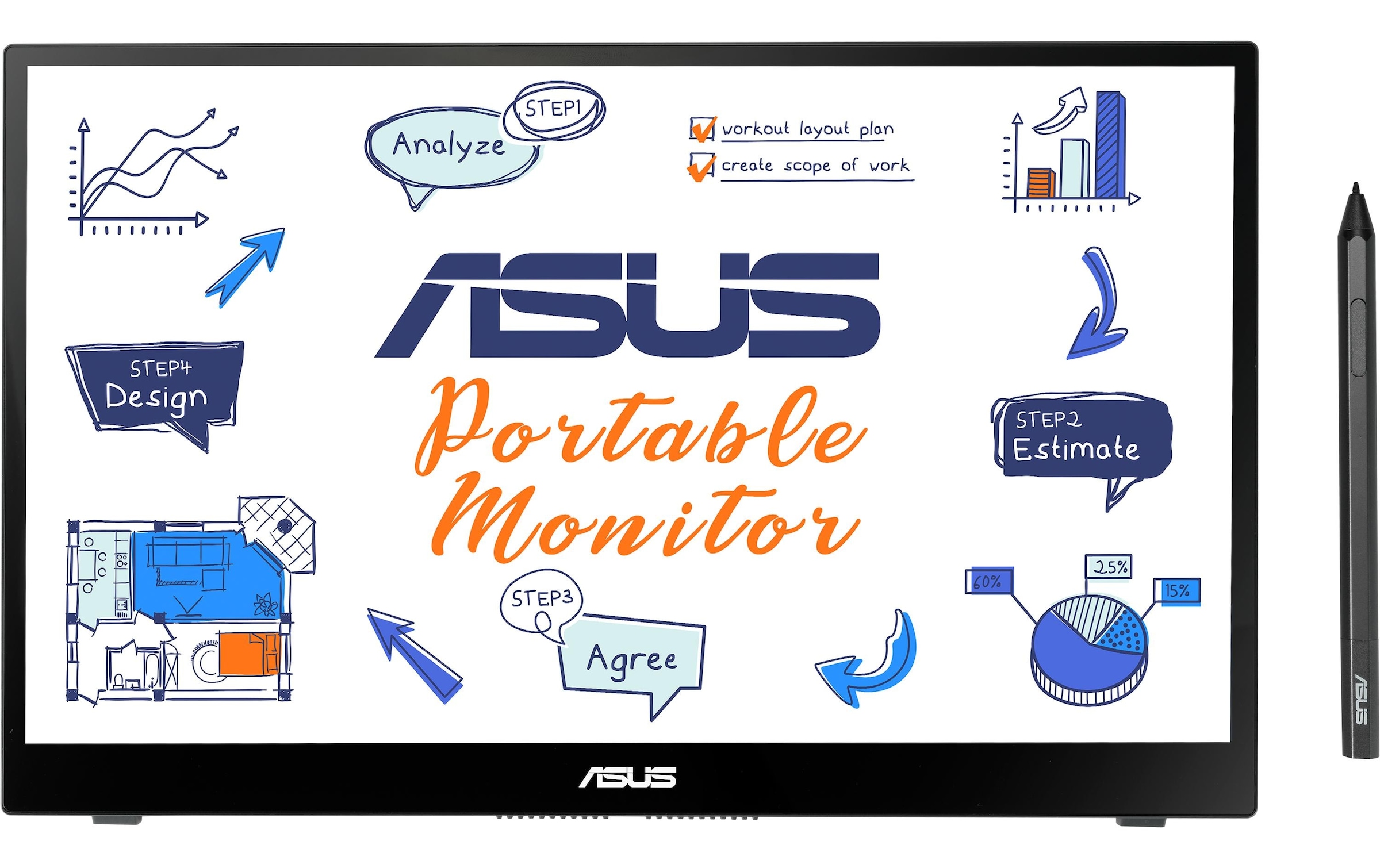Asus Portabler Monitor »ASUS ZenScreen MB14AHD«, 35,42 cm/14 Zoll, 1920 x 1080 px, Full HD, 5 ms Reaktionszeit, 60 Hz
