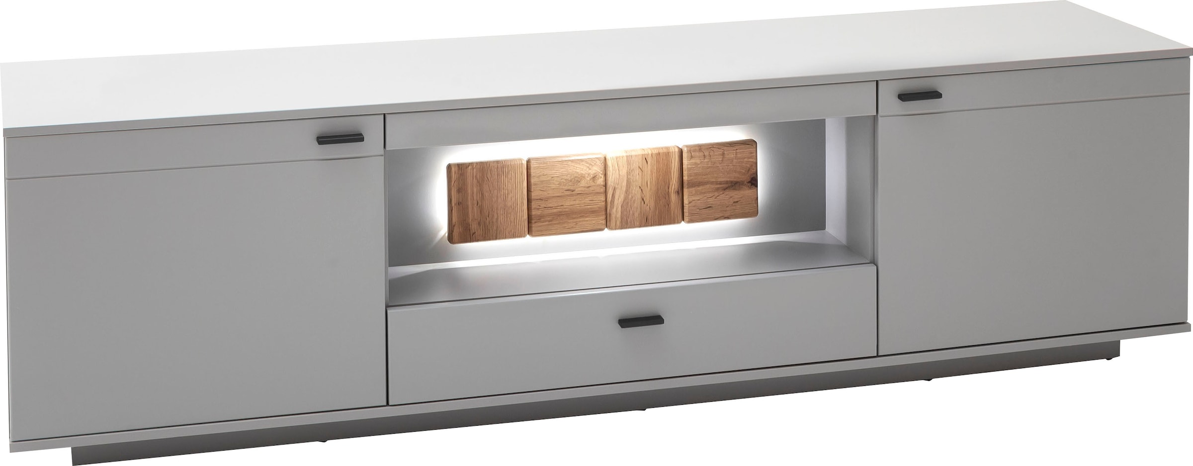 MCA furniture Lowboard »Zadar«, TV Schrank für TV bis 80 Zoll, Arktis Grau, wahlweise mit Beleuchtung