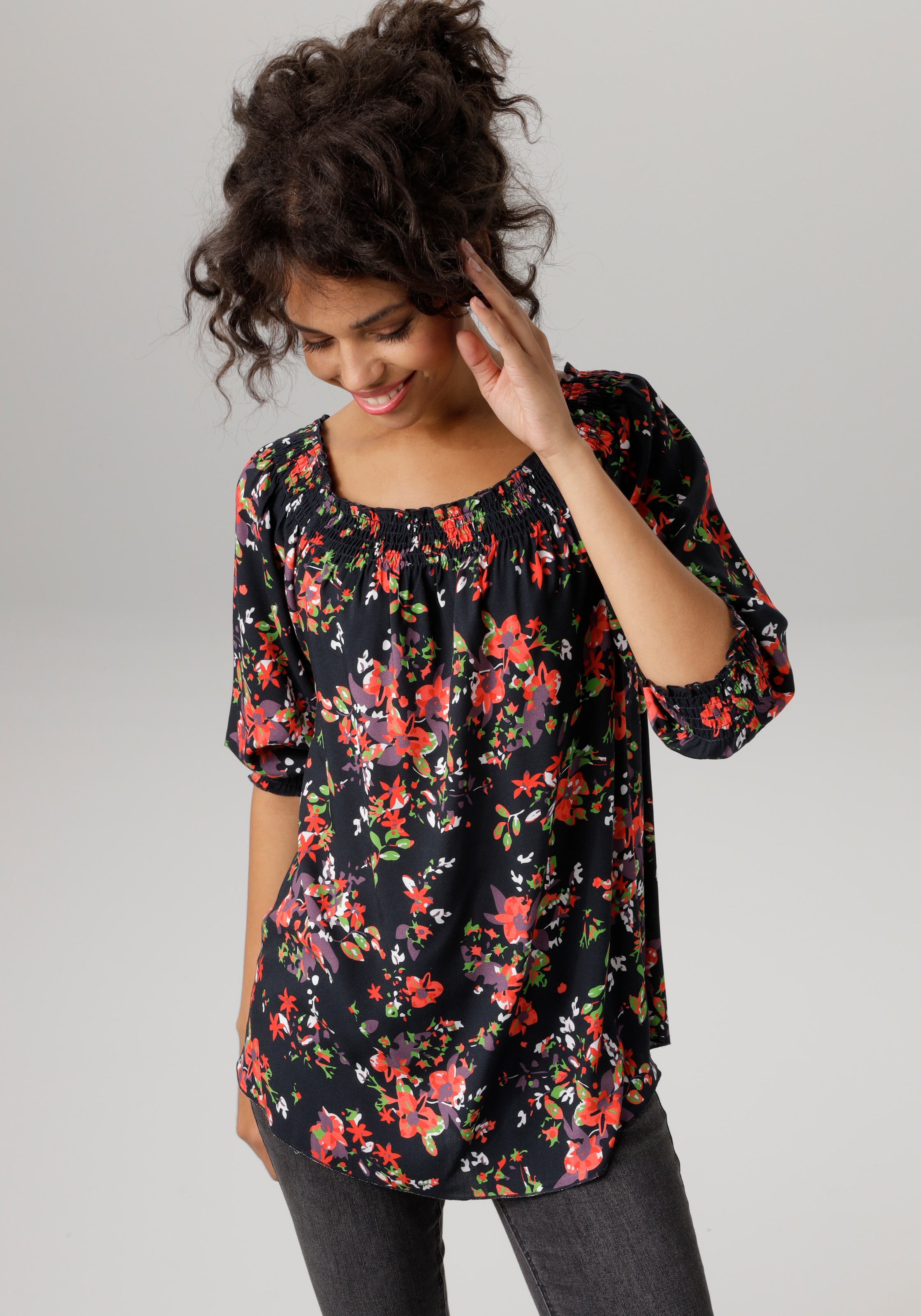 Aniston CASUAL Schlupfbluse, mit farbenfrohem Blumendruck - NEUE KOLLEKTION kaufen