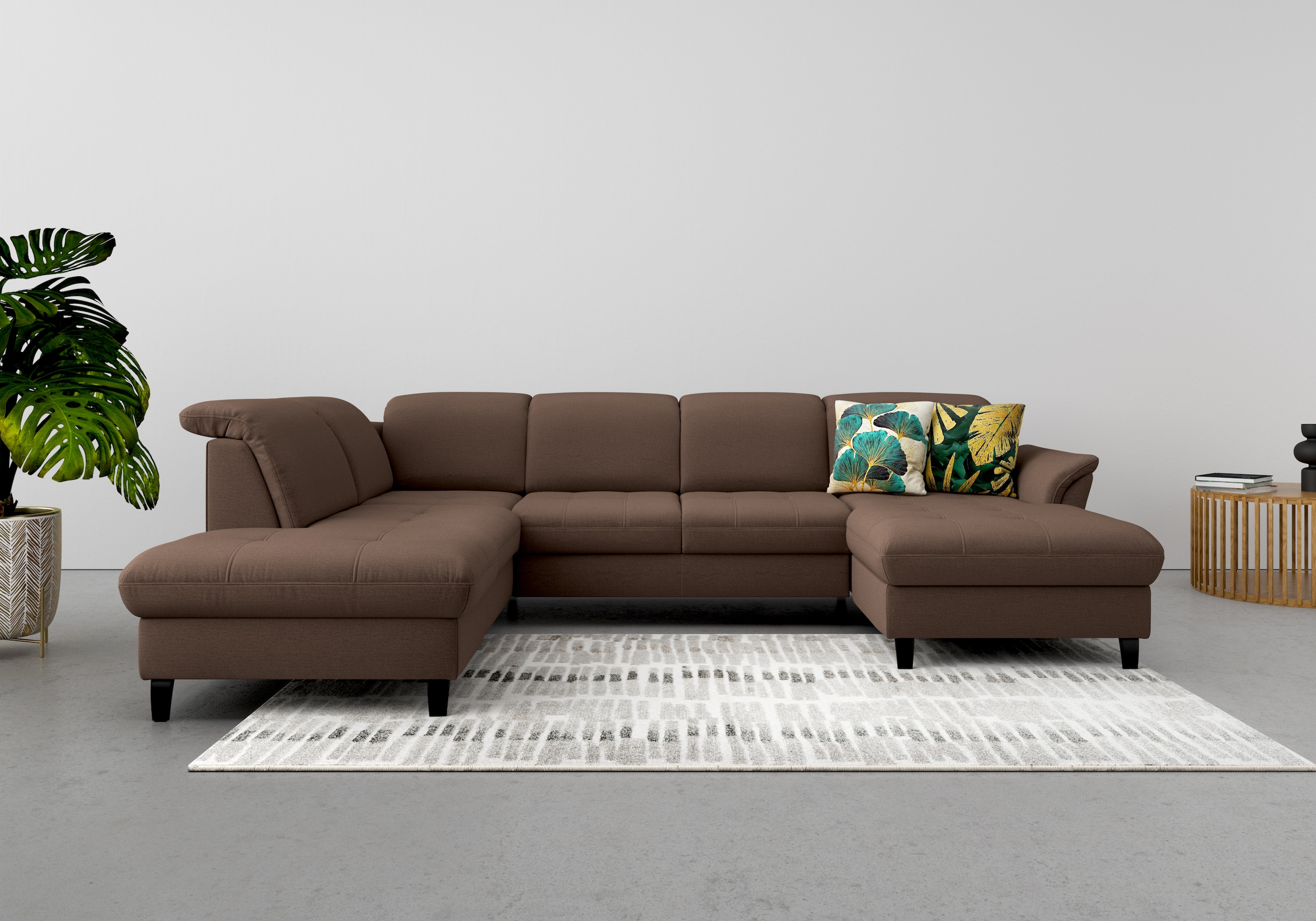 sit&more Wohnlandschaft "Maggiore U-Form" wahlweise mit Kopfteilverstellung, Bettfunktion und Stauraum