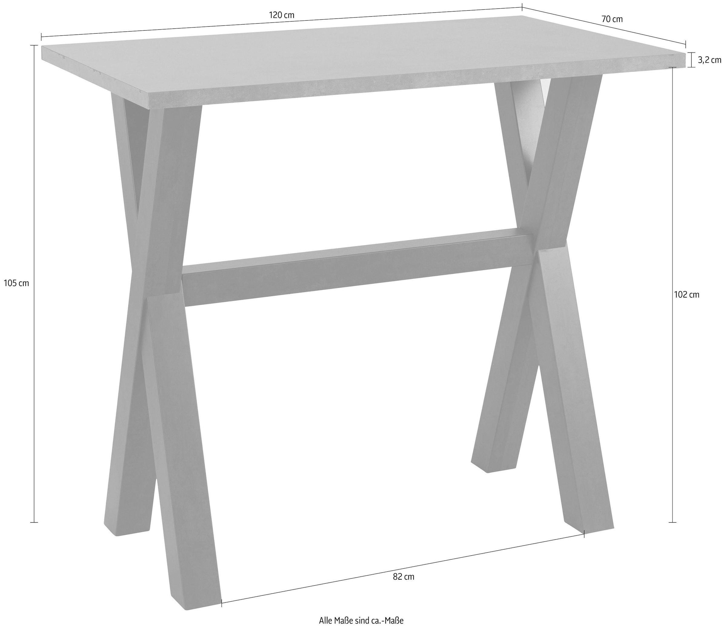 Mäusbacher Bartisch, Gestell in X-Form (Breite 120, 140 oder 160 cm)