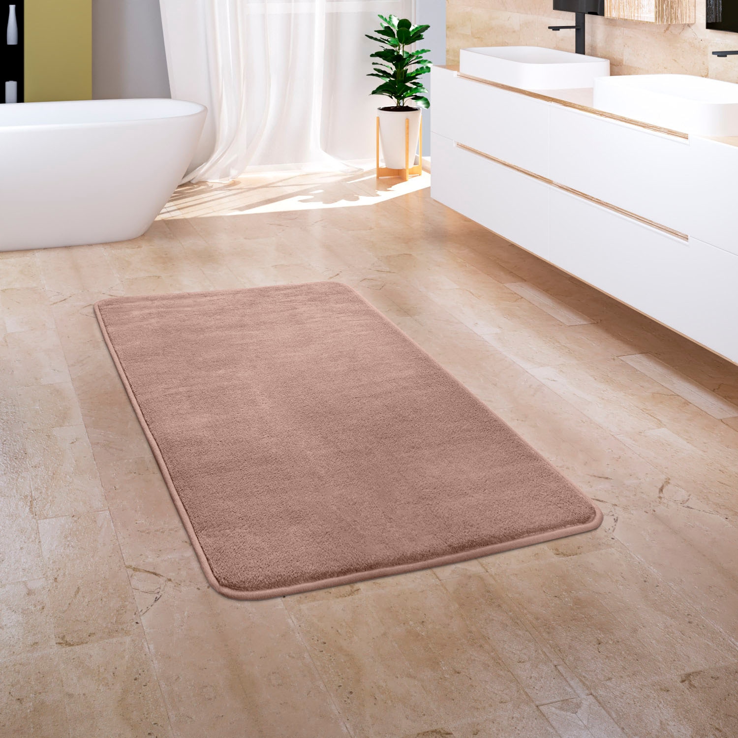 Paco Home Badematte »Corby 255, Memory-Schaum Effekt«, rutschhemmend beschichtet, fussbodenheizungsgeeignet, Badteppich, Uni Farben