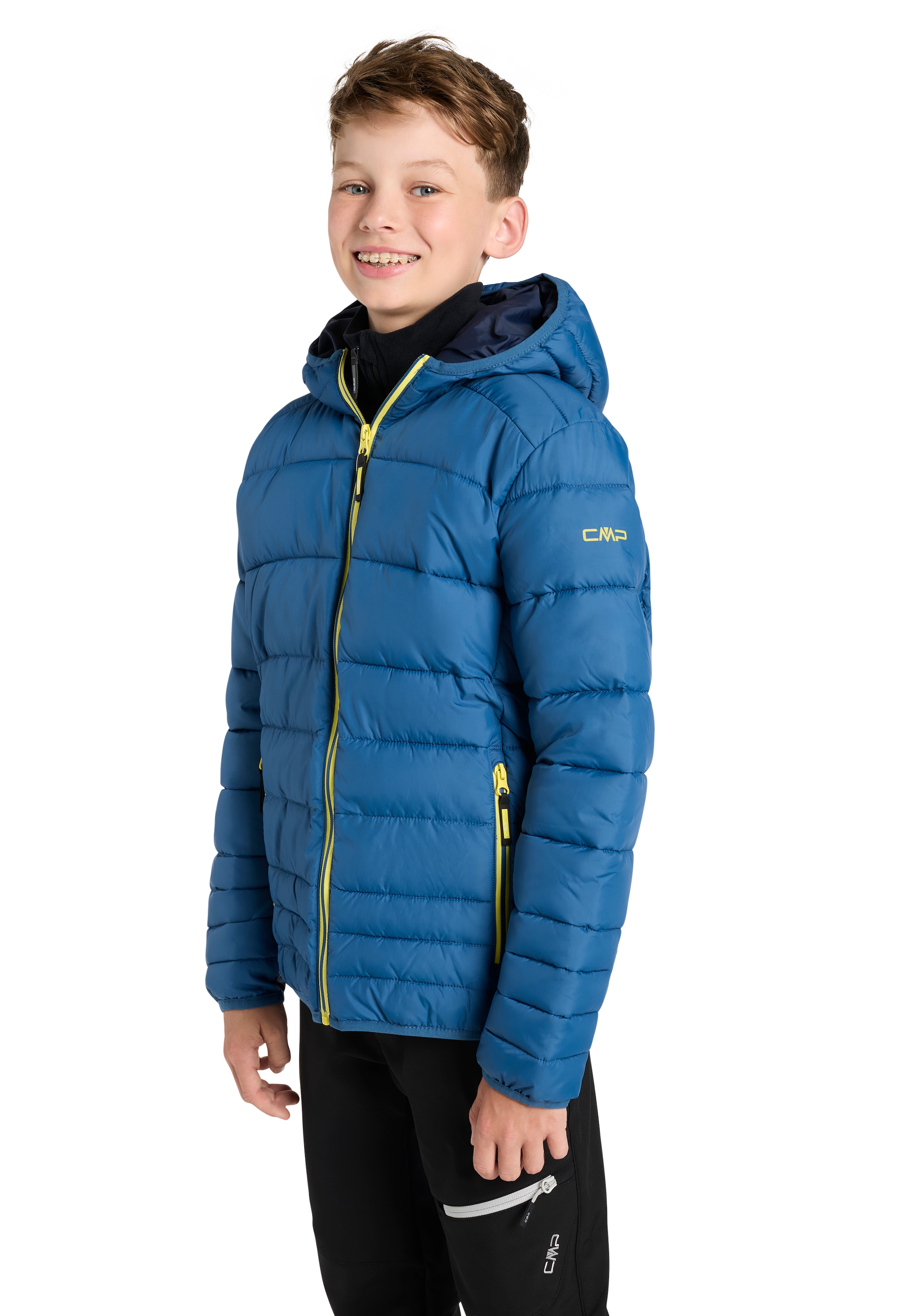 Cmp Blaustone, B. Steppjacke "Kid Jacket Fix Hood" Mit Kapuze Mit Kapuze, Winddicht, Wasserabweisend, Aus Polyester