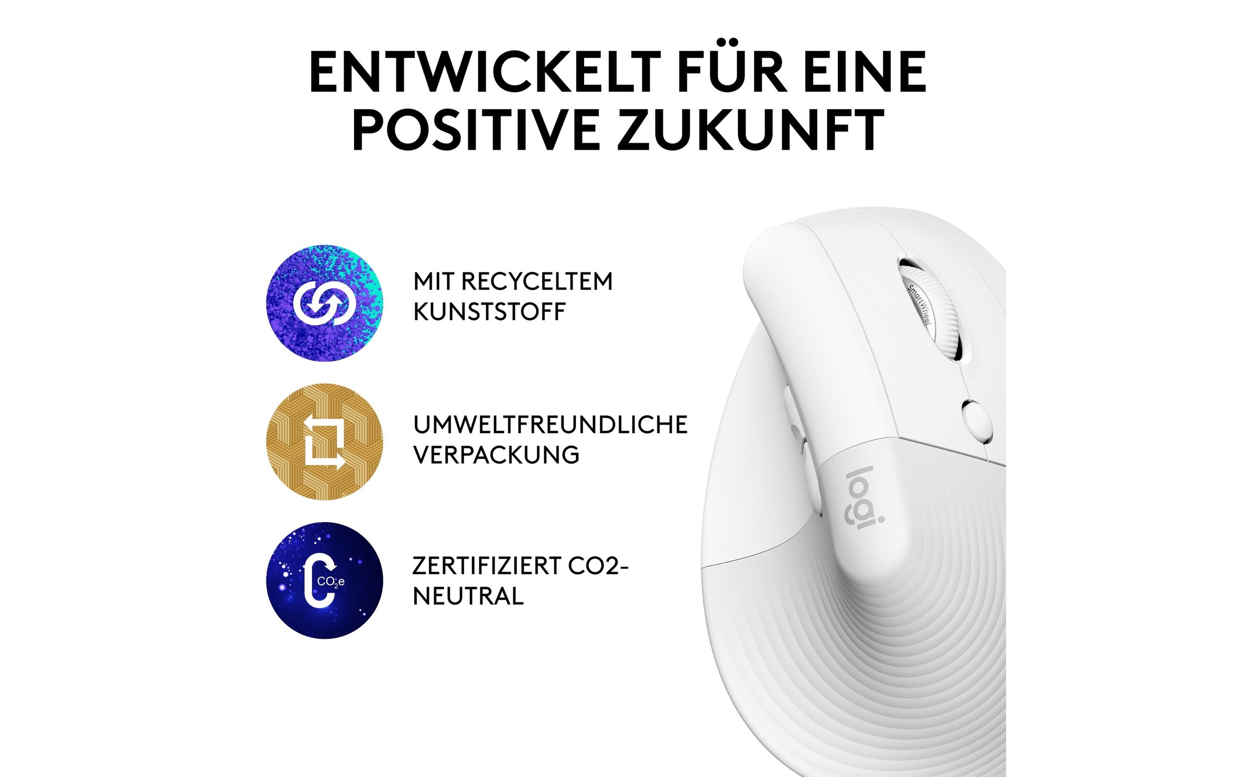 Logitech ergonomische Maus »Maus Lift Off-white«, kabellos