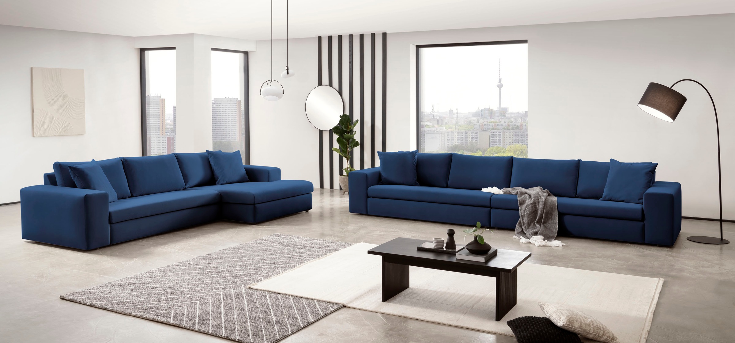 andas Ecksofa »SLEETLAND XXL in Samtvelours oder Vintage-Leder-Optik, L-Form,«, besonders gross und bequem