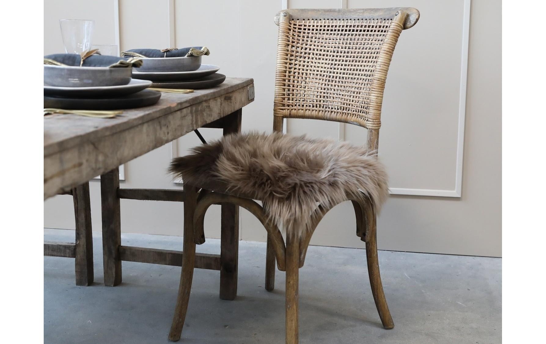 Chic Living Fellteppich »Sitzkissen Pelzimitat, Mokka«, quadratisch, - mm Höhe