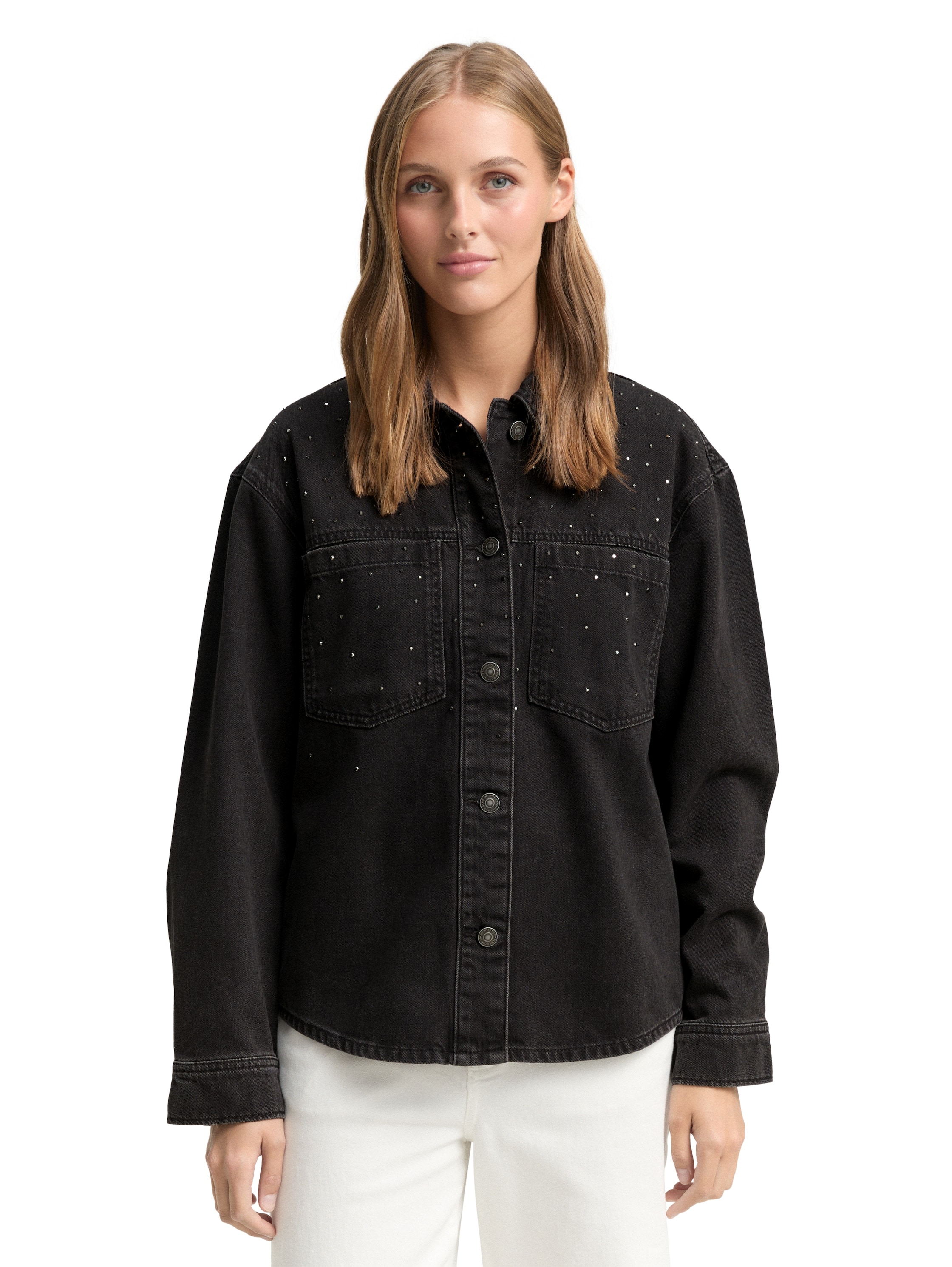 TOM TAILOR Denim Jeansjacke mit Strasssteinen