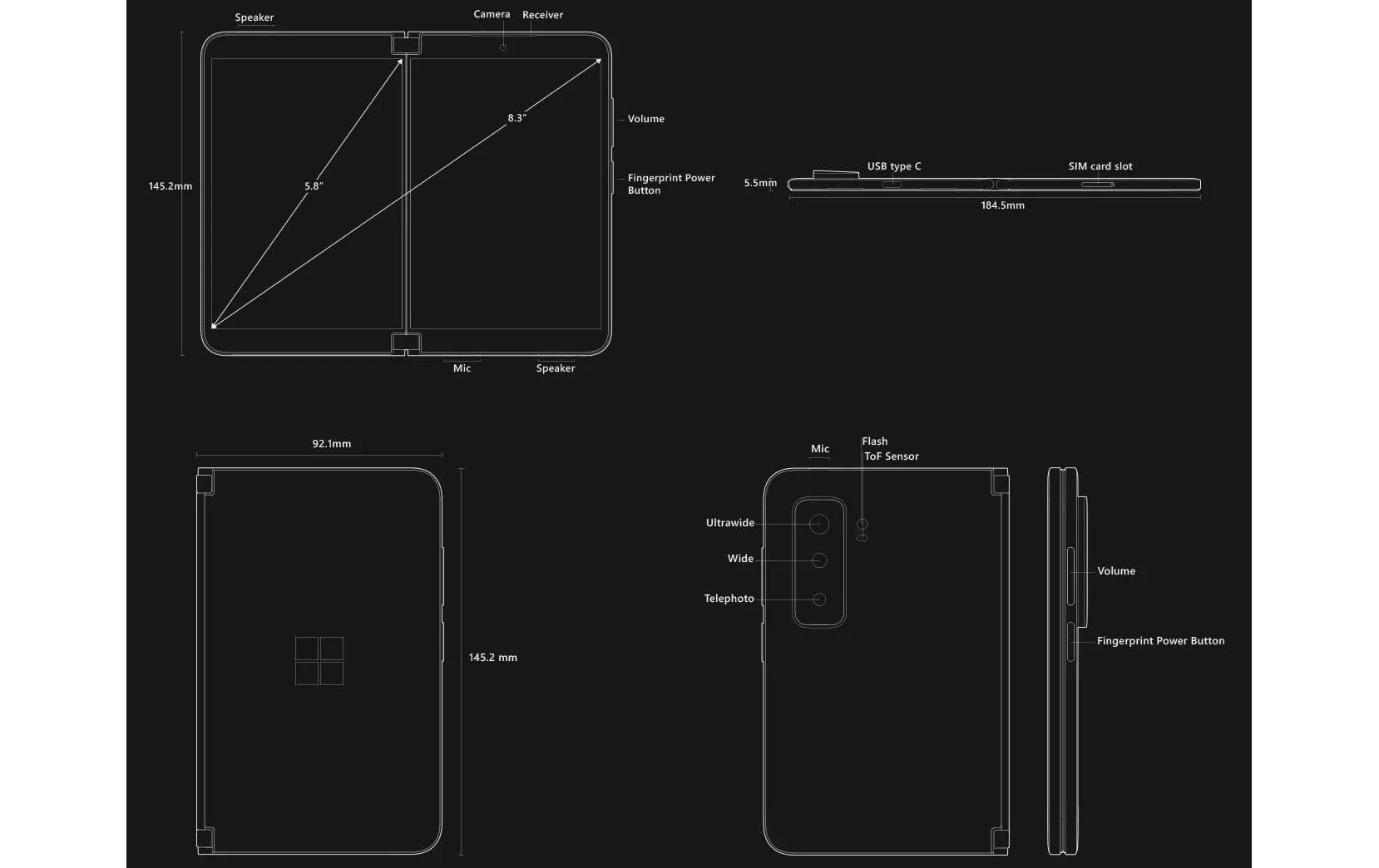 Microsoft Notebook »Surface Duo 2 128GB«, 14,67 cm, Qualcomm