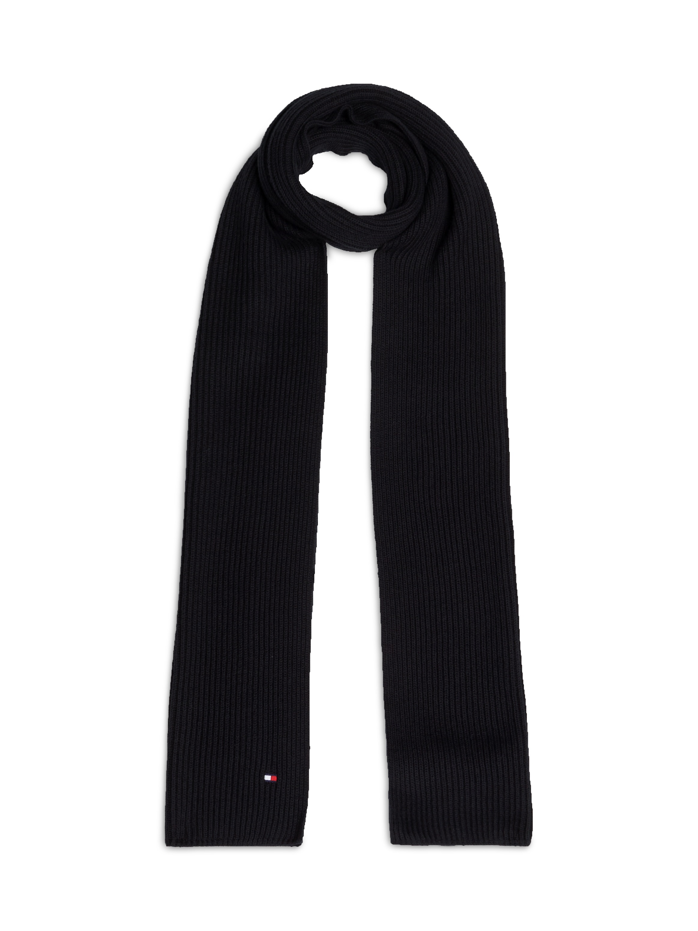 Tommy Hilfiger Strickschal »TH FLAG PIMA COTTON CASH SCARF« mit Logostickerei, mit Kaschmiranteil Unisex