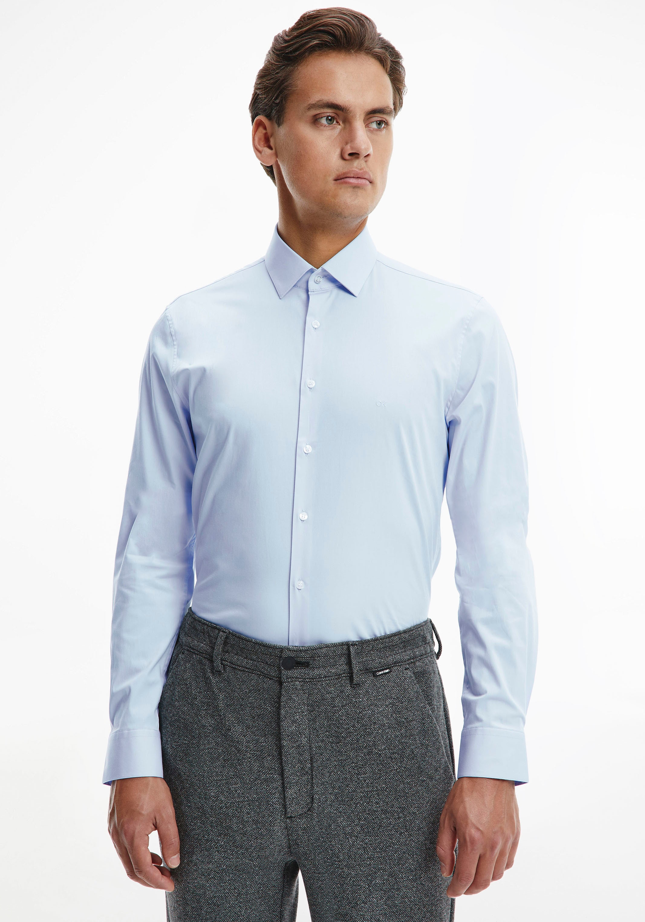 Calvin Klein Businesshemd »POPLIN STRETCH SLIM SHIRT«, mit Kentkragen