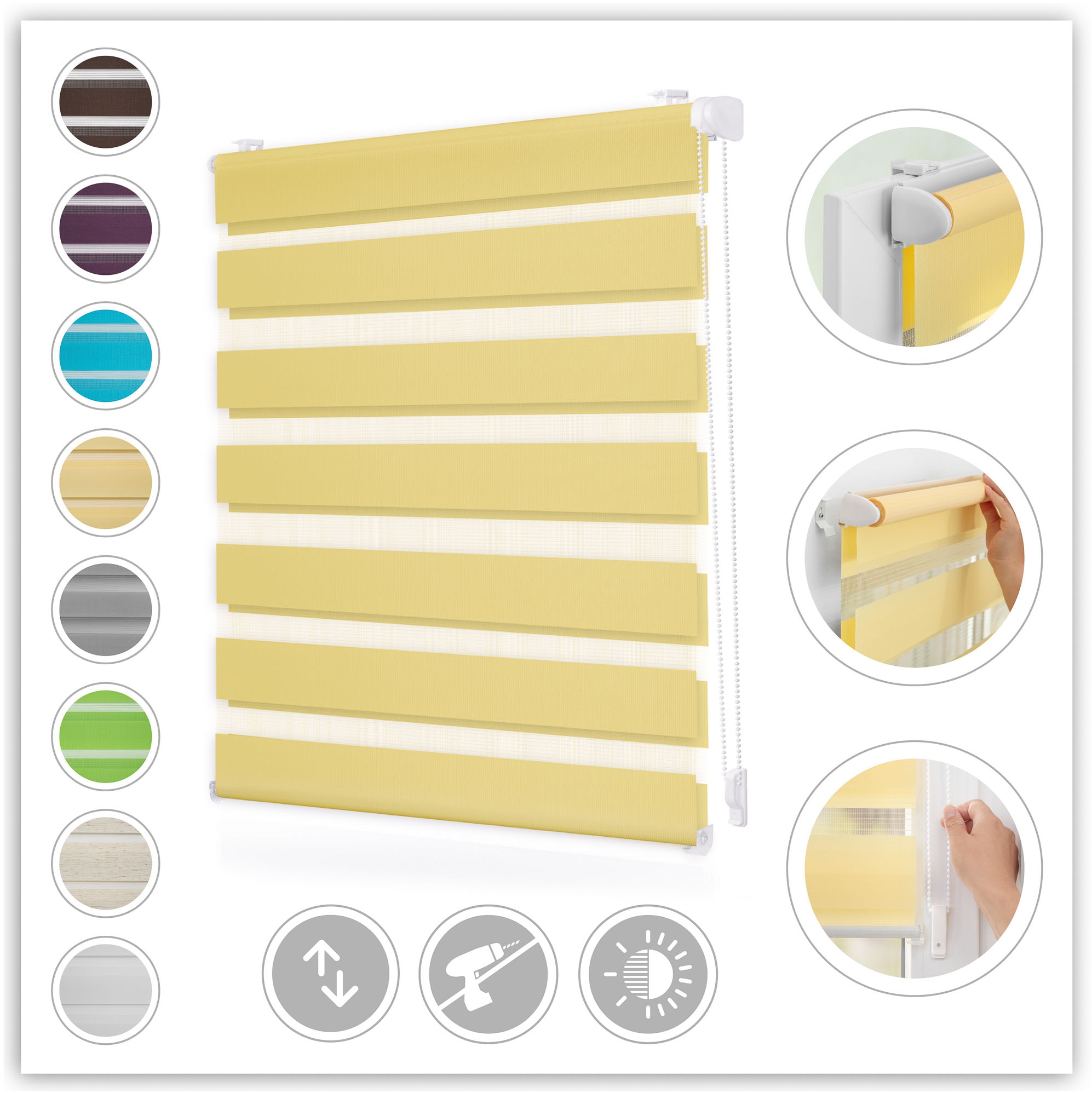 LICHTBLICK ORIGINAL Doppelrollo »Duo Rollo Klemmfix« Lichtschutz ohne Bohren freihängend Seitenzugrollo, Montage mit beiliegendem, verstellbarem Klemmträger