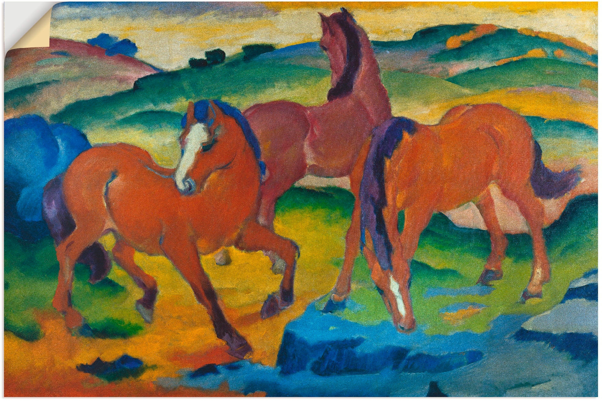Artland Wandbild »Die roten Pferde (Weidende Pferde IV.)«, Haustiere, (1 St.),  als Alubild, Leinwandbild, Wandaufkleber oder Poster in versch. Grössen  online shoppen