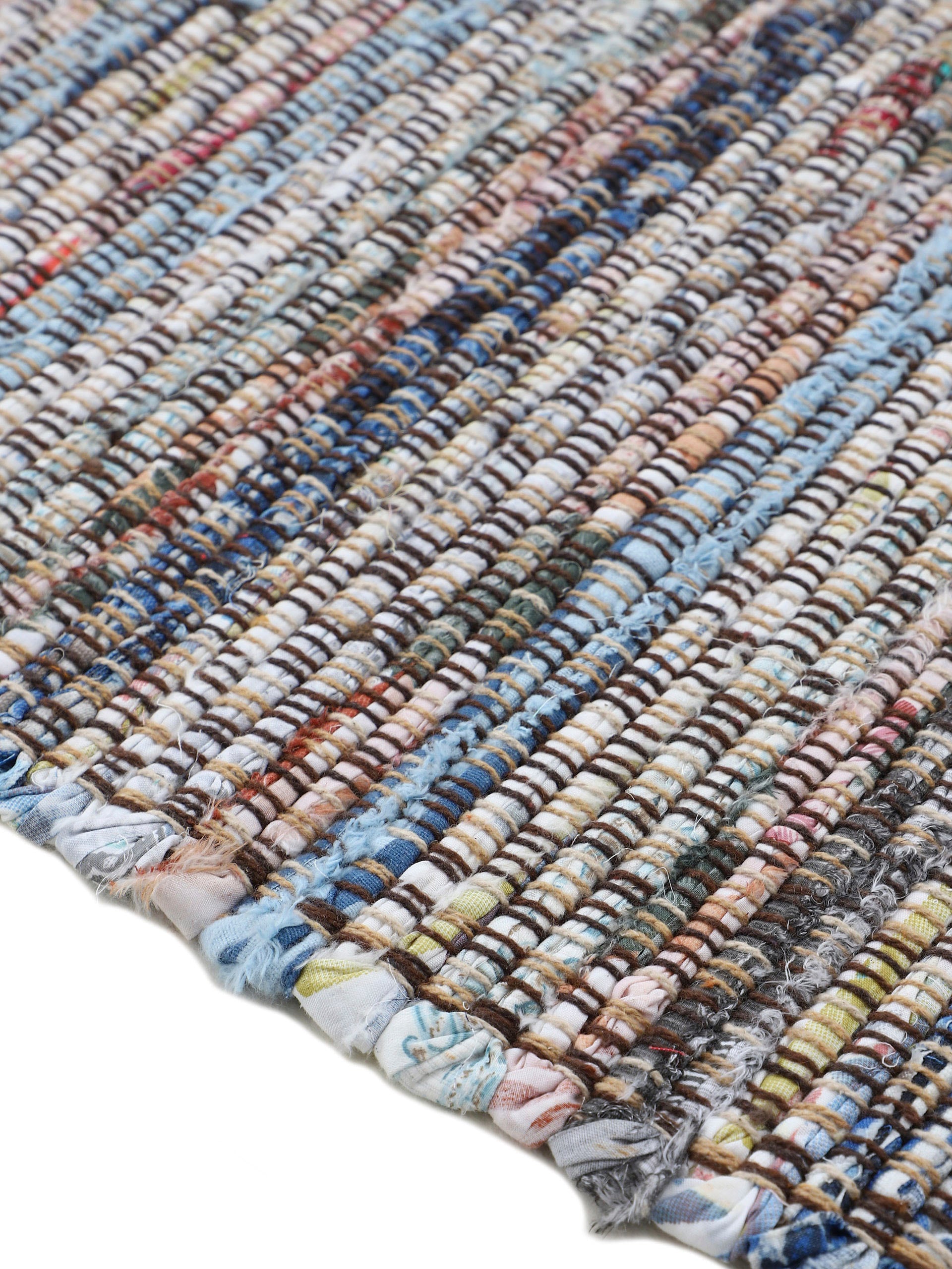 carpetfine Teppich »Kelim Chindi, Wendeteppich«, rechteckig, 6 mm Höhe, handgewebt, Fleckerlteppich mit Fransen, auch vielen in Läufergrössen