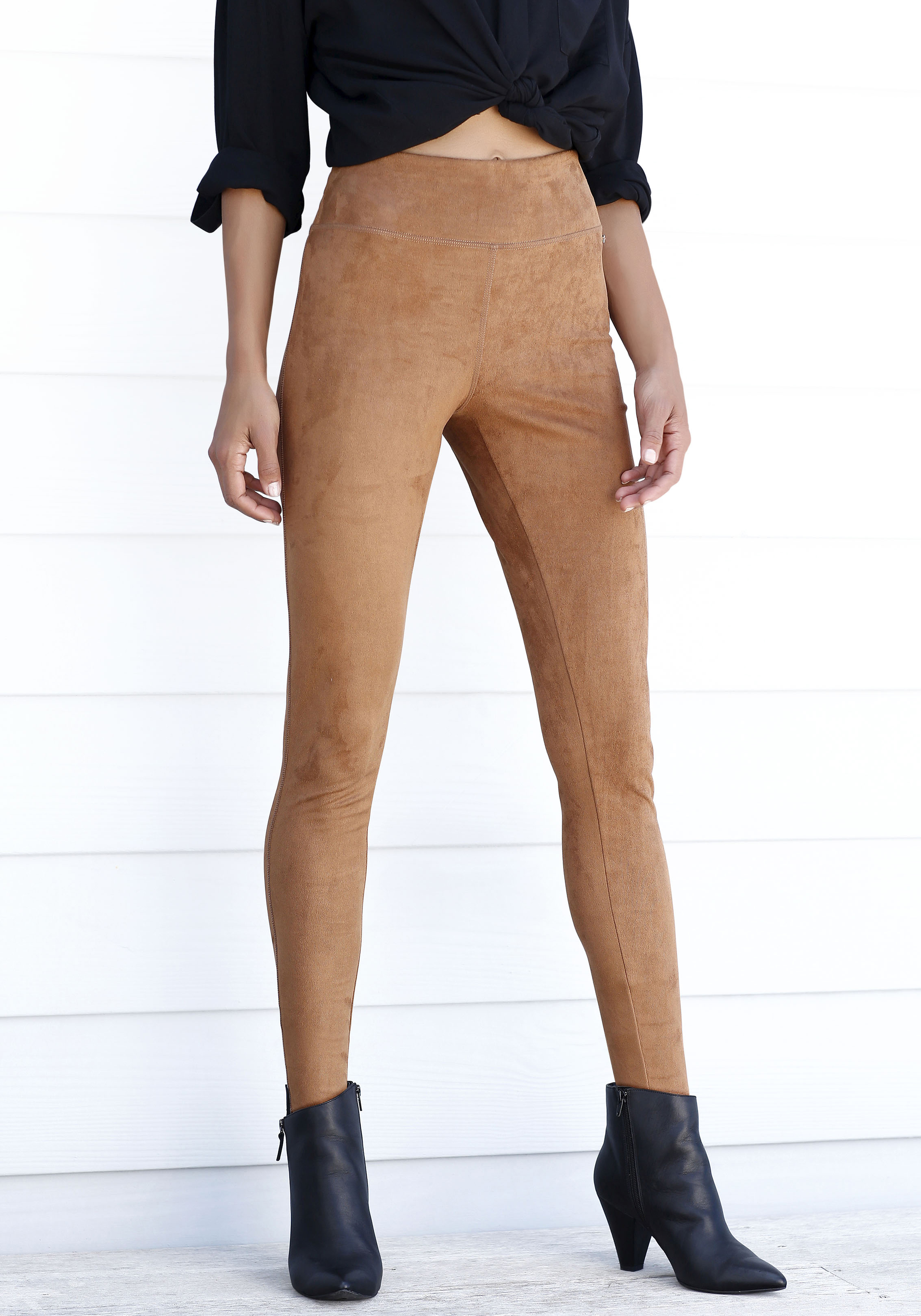 Leggings, in Velourleder-Optik