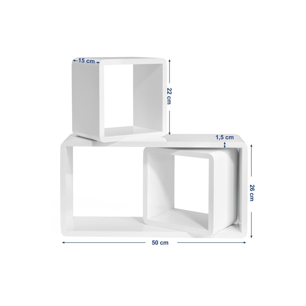 SONGMICS Wandregal »3er Set aus MDF«