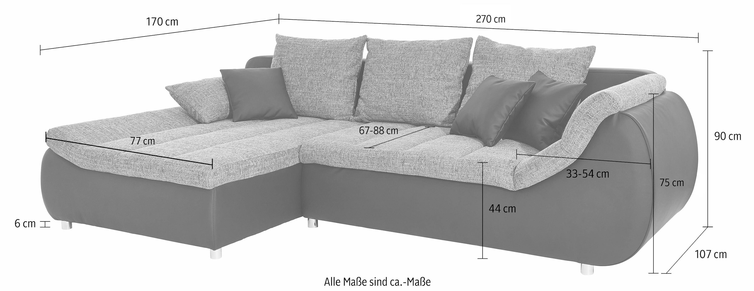 INOSIGN Ecksofa »Imola L-Form«, wahlweise mit Bettfunktion