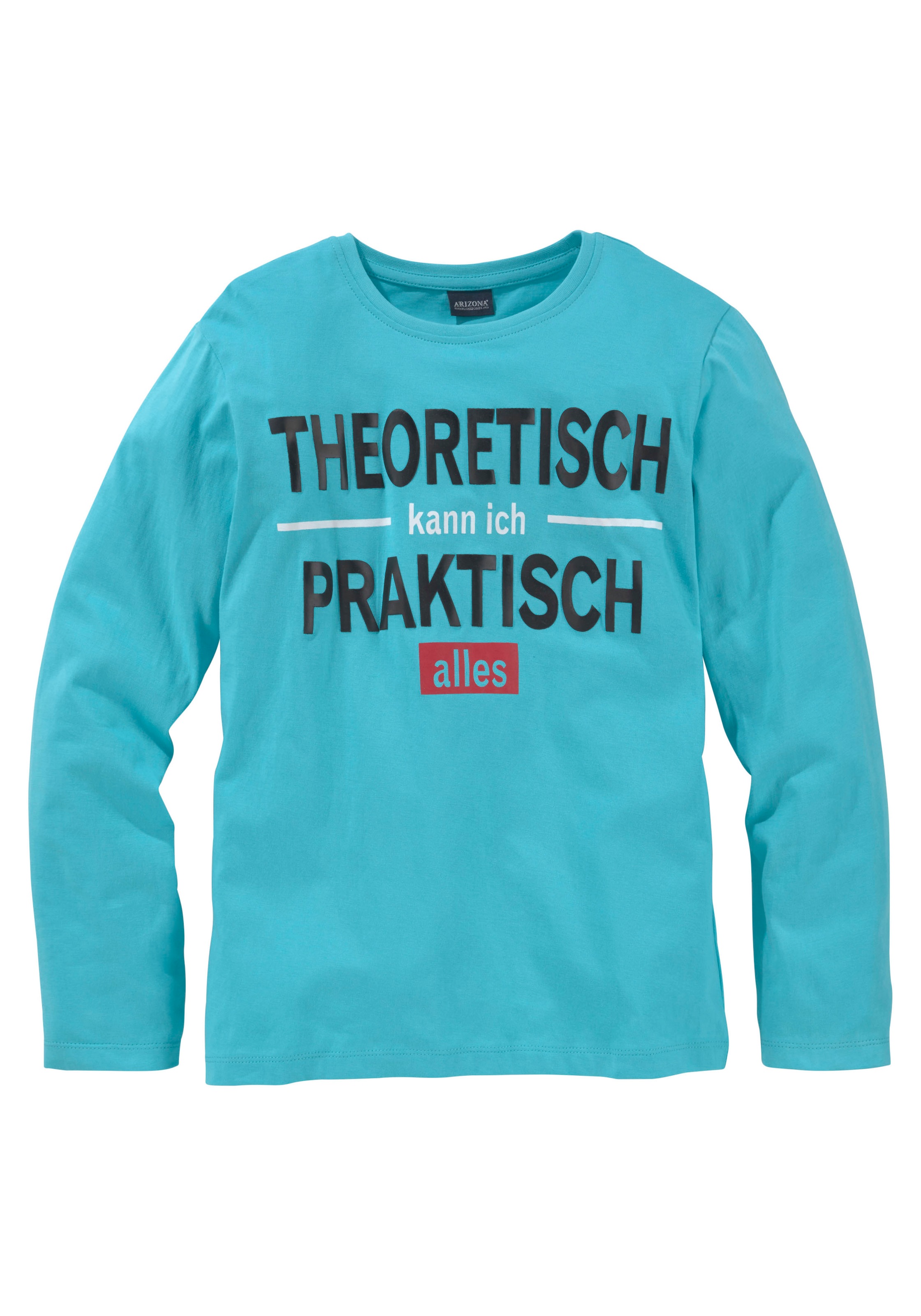 Langarmshirt Spruch ICH online »THEORETISCH ✵ Jelmoli-Versand PRAKTISCH bestellen | KIDSWORLD KANN ALLES«,