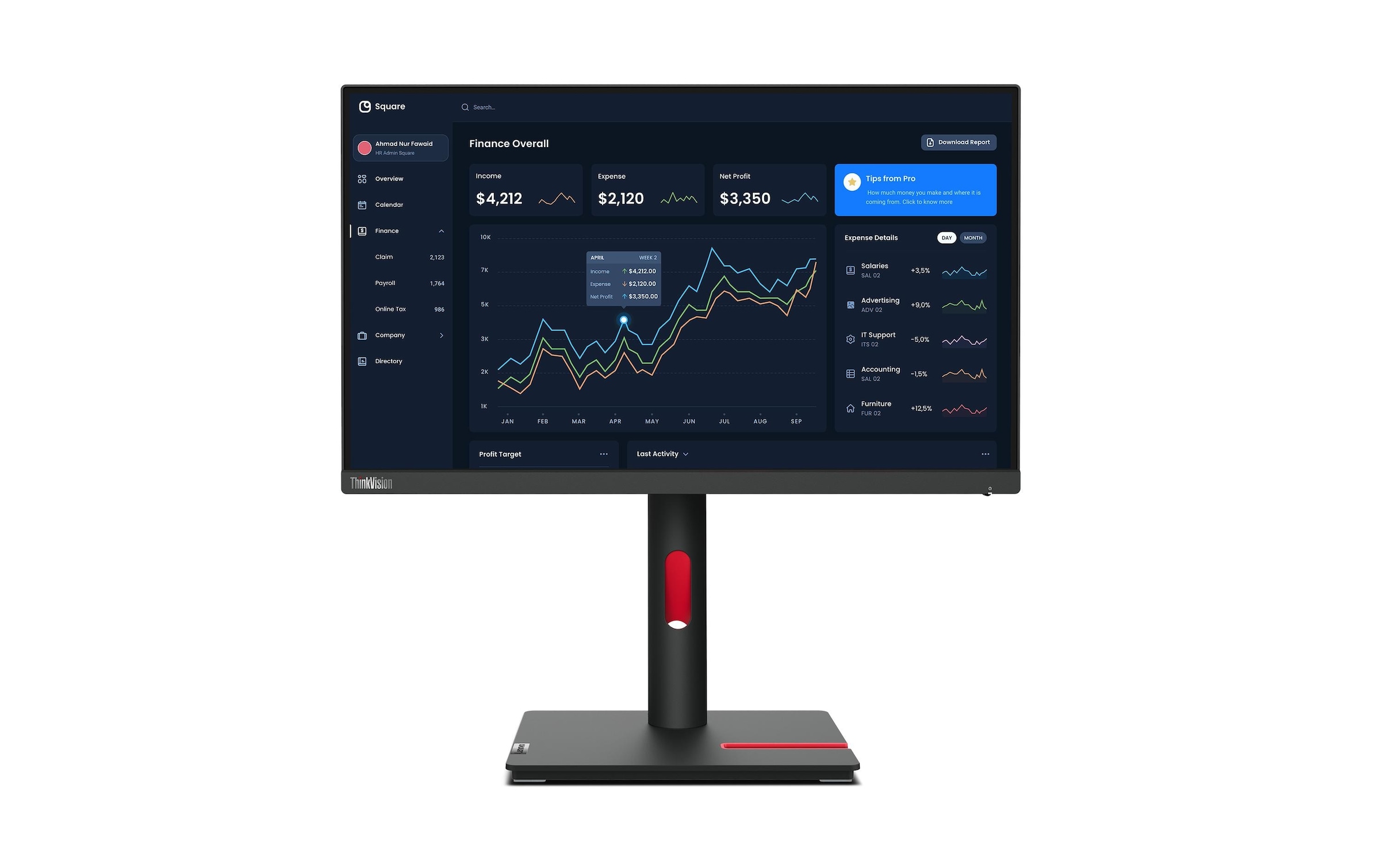 Lenovo LCD-Monitor »ThinkVision T22i-30«, 54,395 cm/21,5 Zoll, 1920 x 1080 px, Full HD, 60 Hz