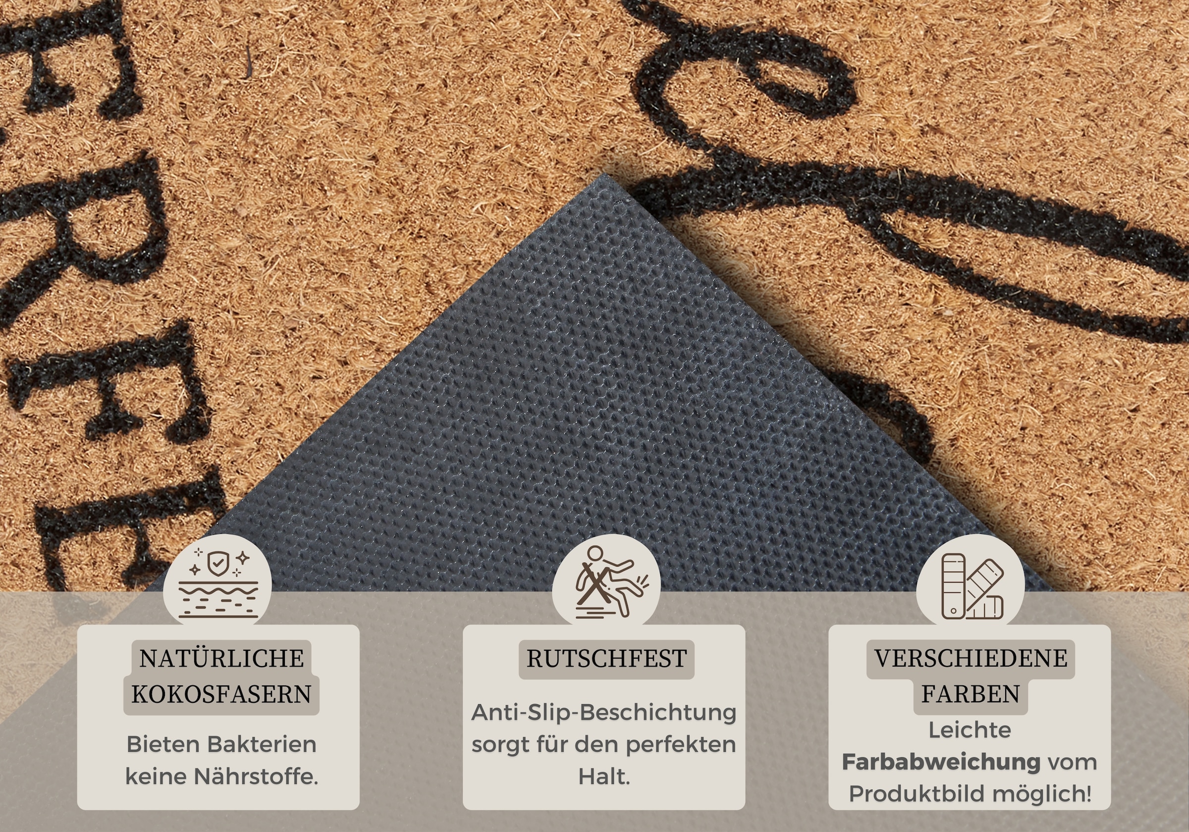 HANSE Home Fussmatte »Kokos Perfect Chaos, Türmatte«, rechteckig, 15 mm Höhe, Kokos, Schmutzfangmatte, Outdoor, Rutschfest, Innen, Kokosmatte, Flur