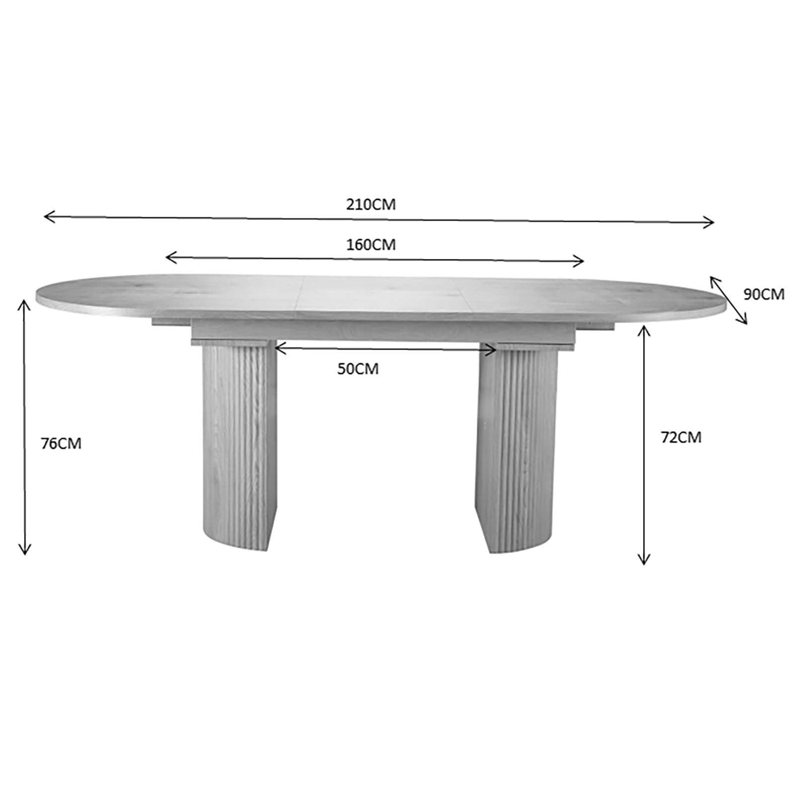 Home affaire Esstisch »Gartempe«, ausziehbar 160-210 cm, Synchronauszug, inkl Einlegeplatte, Breite 90cm