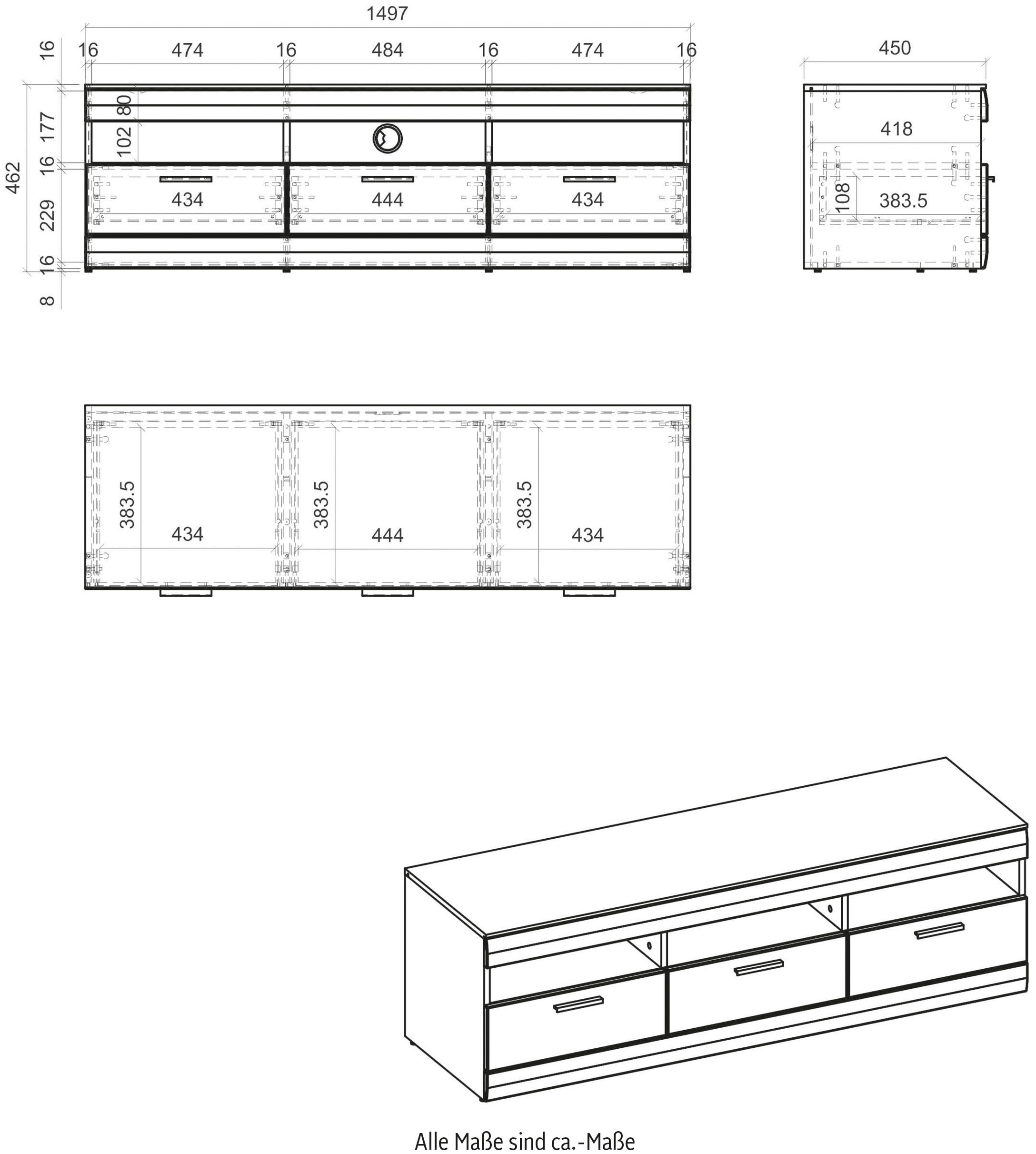 ❤ INOSIGN Lowboard »SCARA«, mit Applikation Zinneiche Dekor, Breite 150 cm, mit  Softclose-Funktion kaufen im Jelmoli-Online Shop