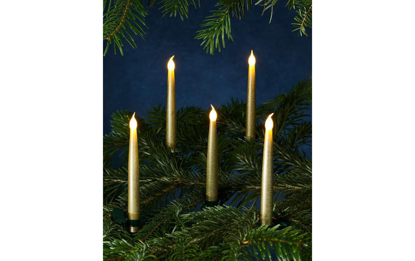 Sirius Christbaumkerzen »LED-Kerze Caroline 10er Set gold«, 10 St.-flammig, Inhalt 10 Kerzen, inkl Fernbedienung mit wählbaren Timerfunktionen