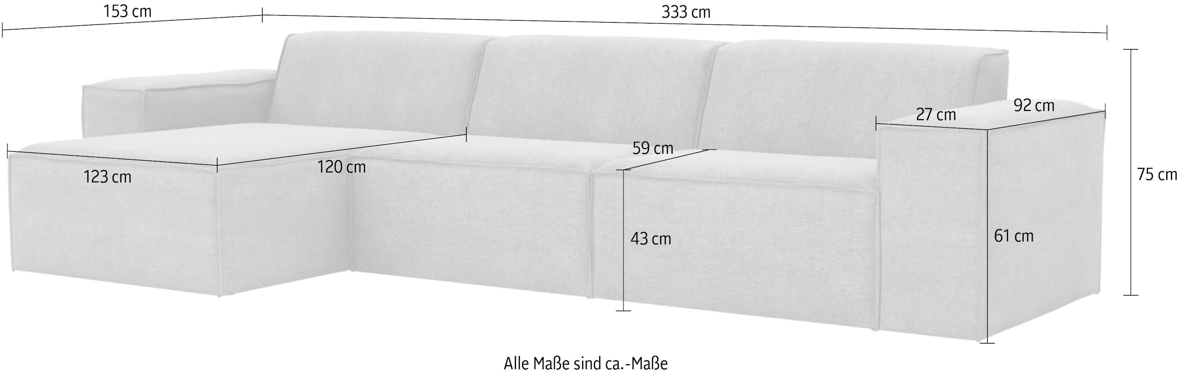 RAUM.ID Ecksofa »Norvid«, modular, wahlweise mit Kaltschaum, Komfortschaum oder Taschenfederkern