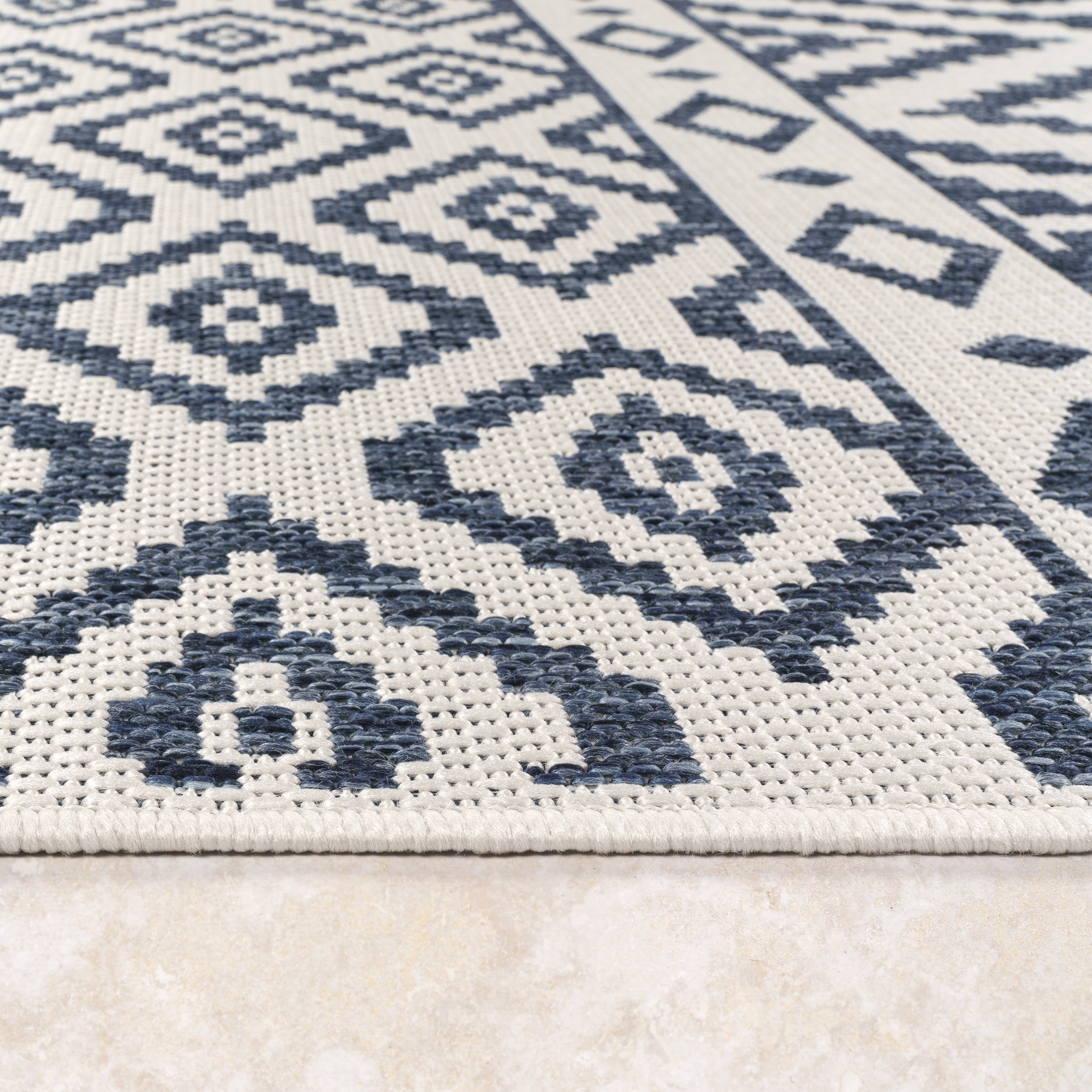 Paco Home Teppich »Coco 201«, rechteckig, 4 mm Höhe, Flachgewebe, Rauten Design, In- und Outdoor geeignet, Wohnzimmer