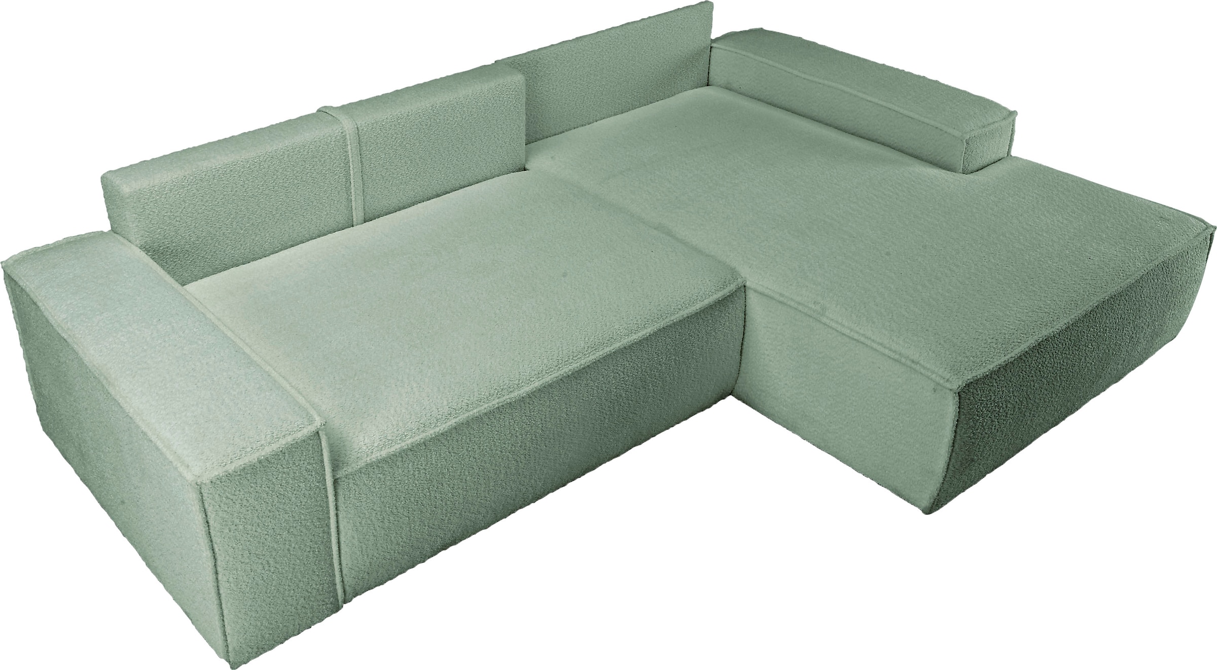 andas Ecksofa »Finnley Schlafsofa 267 cm in Bouclé, Struktur fein u. Cord, L-Form,«, Schlaffunktion m. Bettkasten (136/210 cm), Bouclé, Struktur und Cord