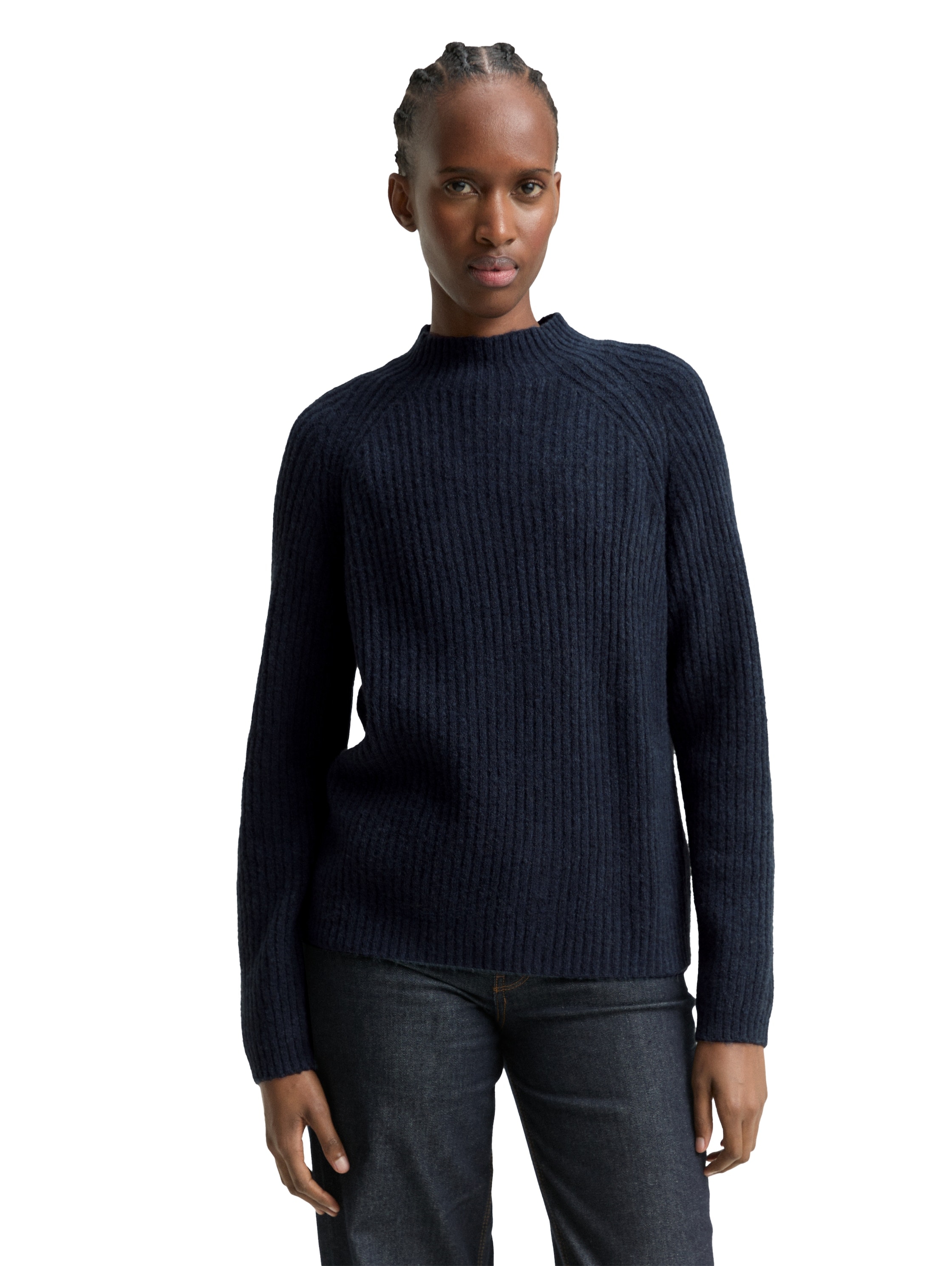 TOM TAILOR Denim Strickpullover mit Stehkragen