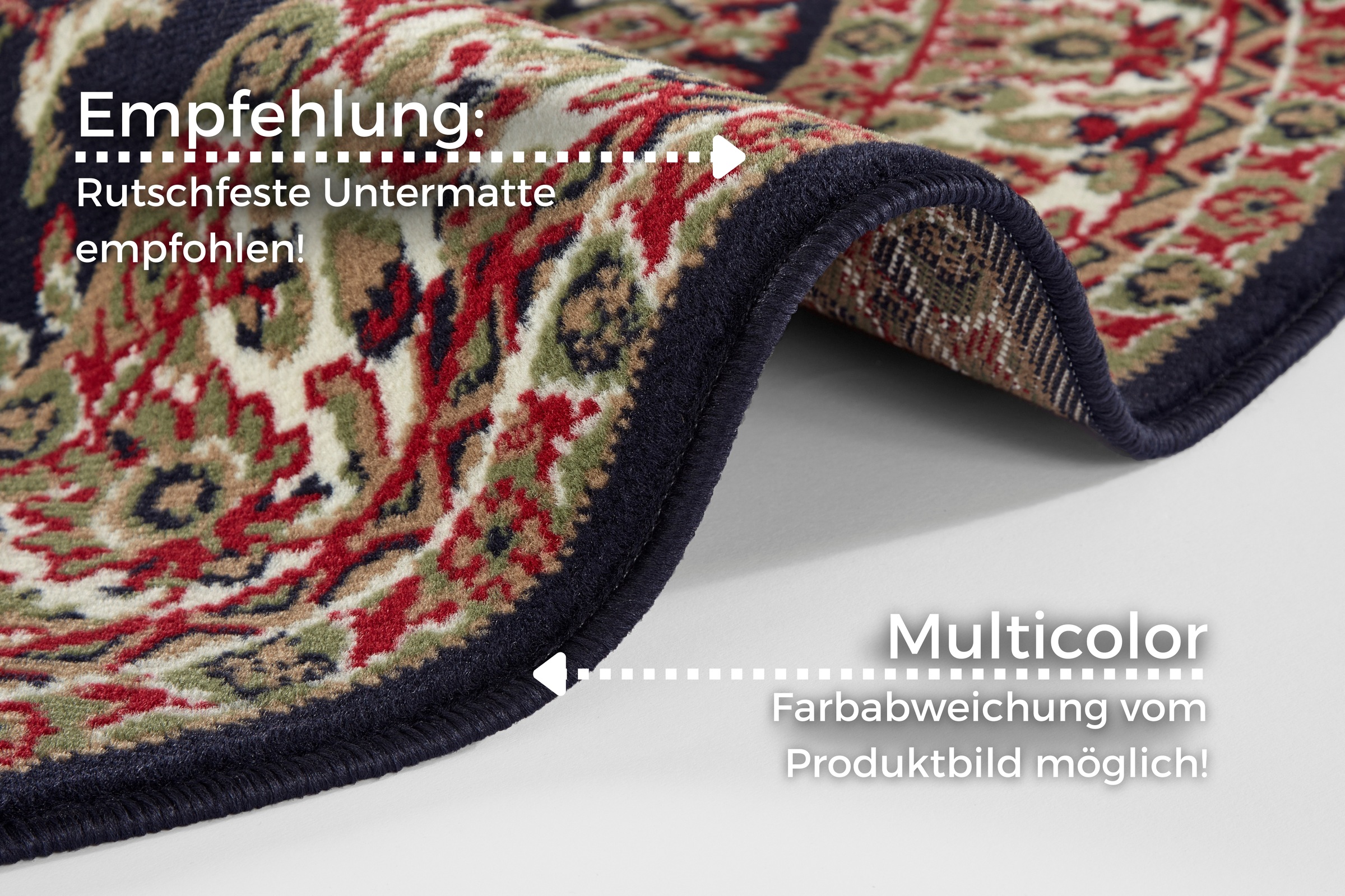 HANSE Home Teppich »Halton«, rund, 8 mm Höhe, Kurzflor, Orient Optik, mit Bordüre, robust, pflegeleicht, gekettelt