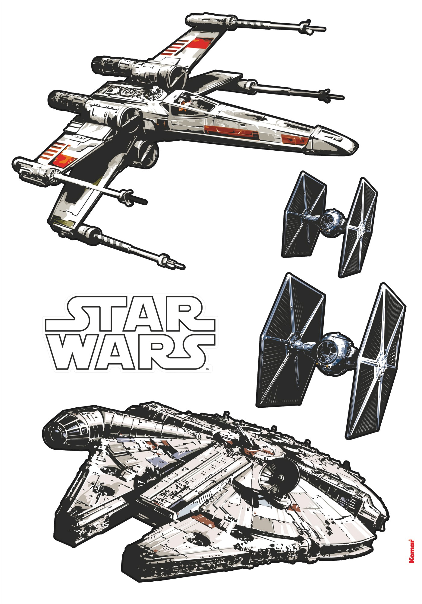 Komar Wandtattoo »Star Wars Spaceships - Grösse 100 x 70 cm«, (5 St.), selbstklebend, Wandsticker, Kinderzimmer