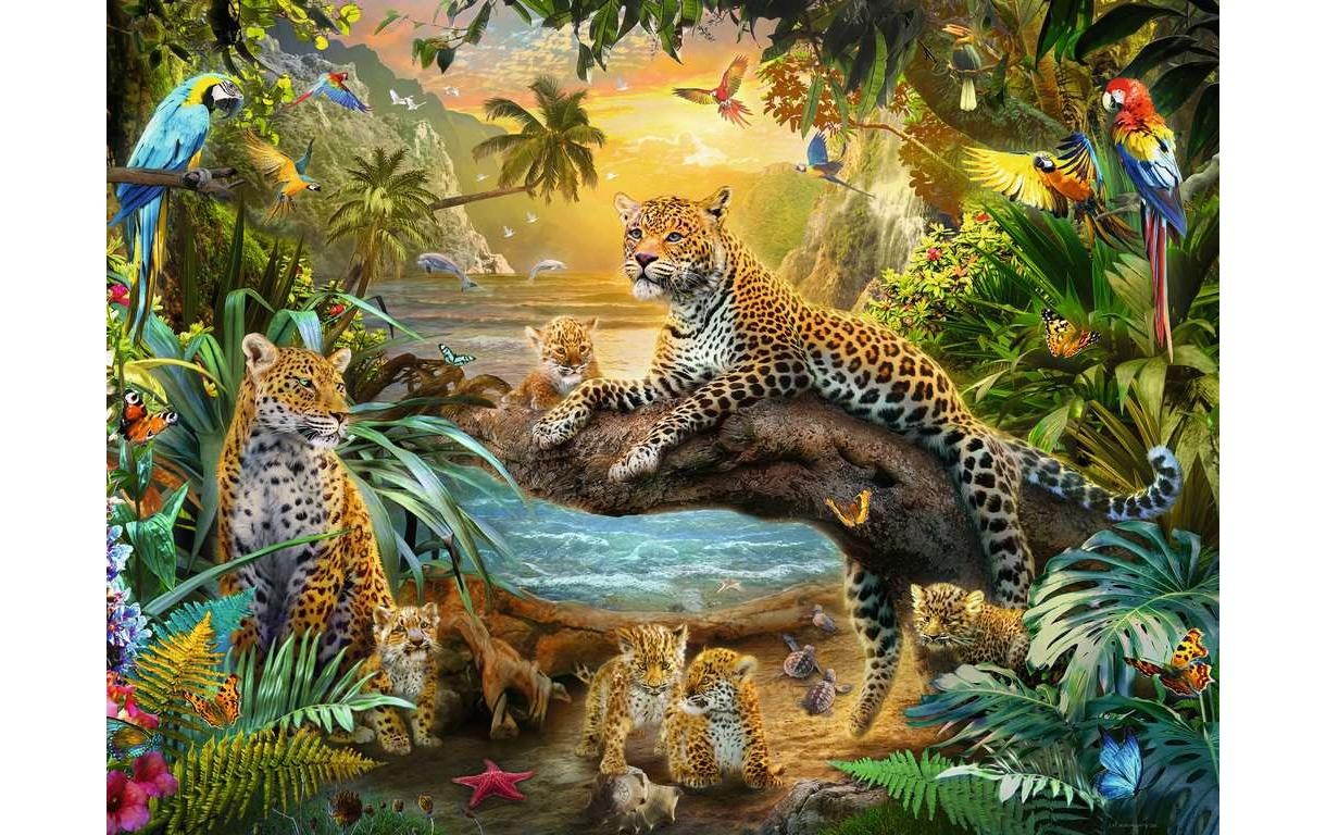 Ravensburger Puzzle »Leopardenfamilie im Dschungel«