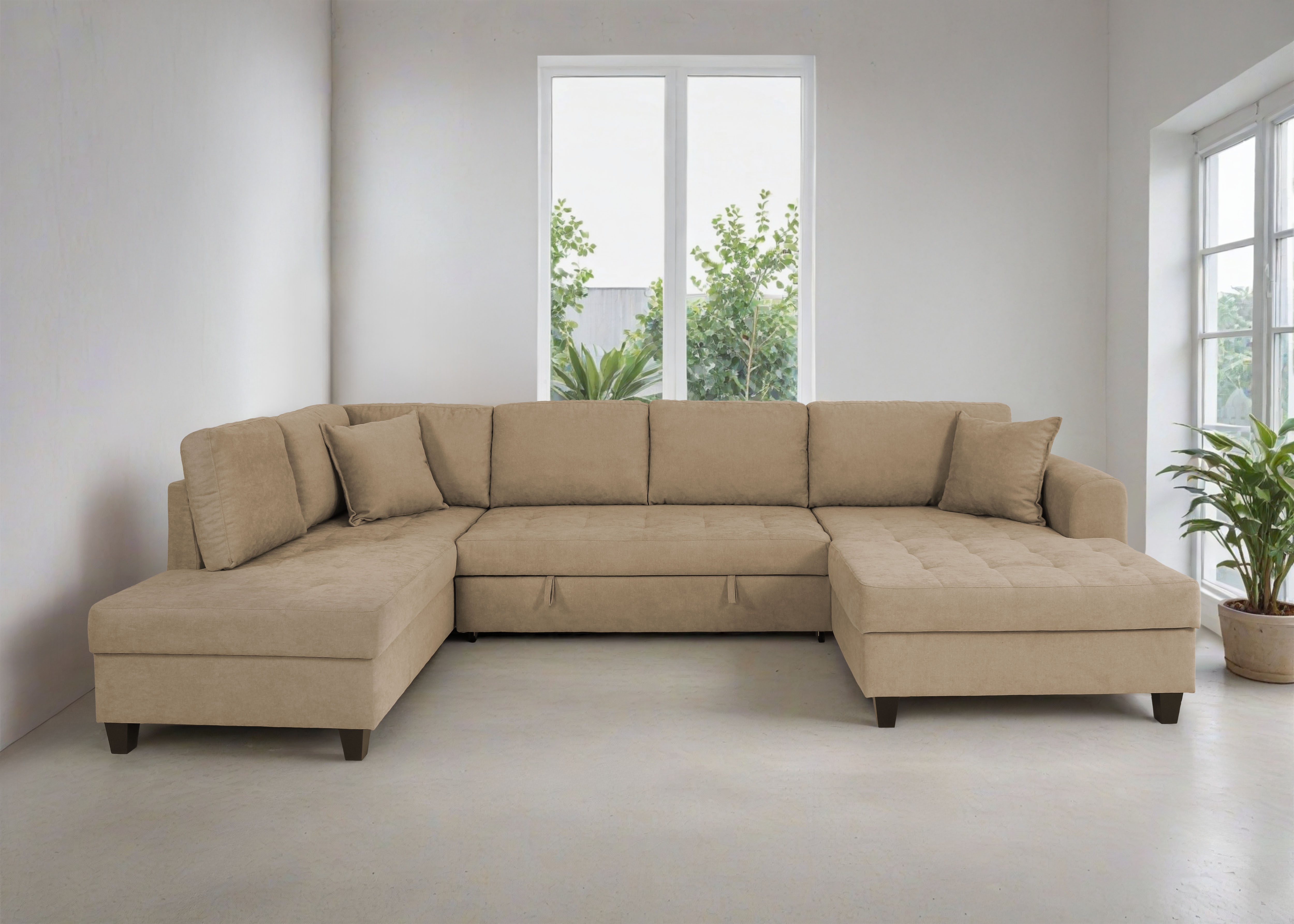 Trends by HG Wohnlandschaft "Moritz U-Form, B: 324 cm" mit Bettfunktion, Bettkasten & Zierkissen