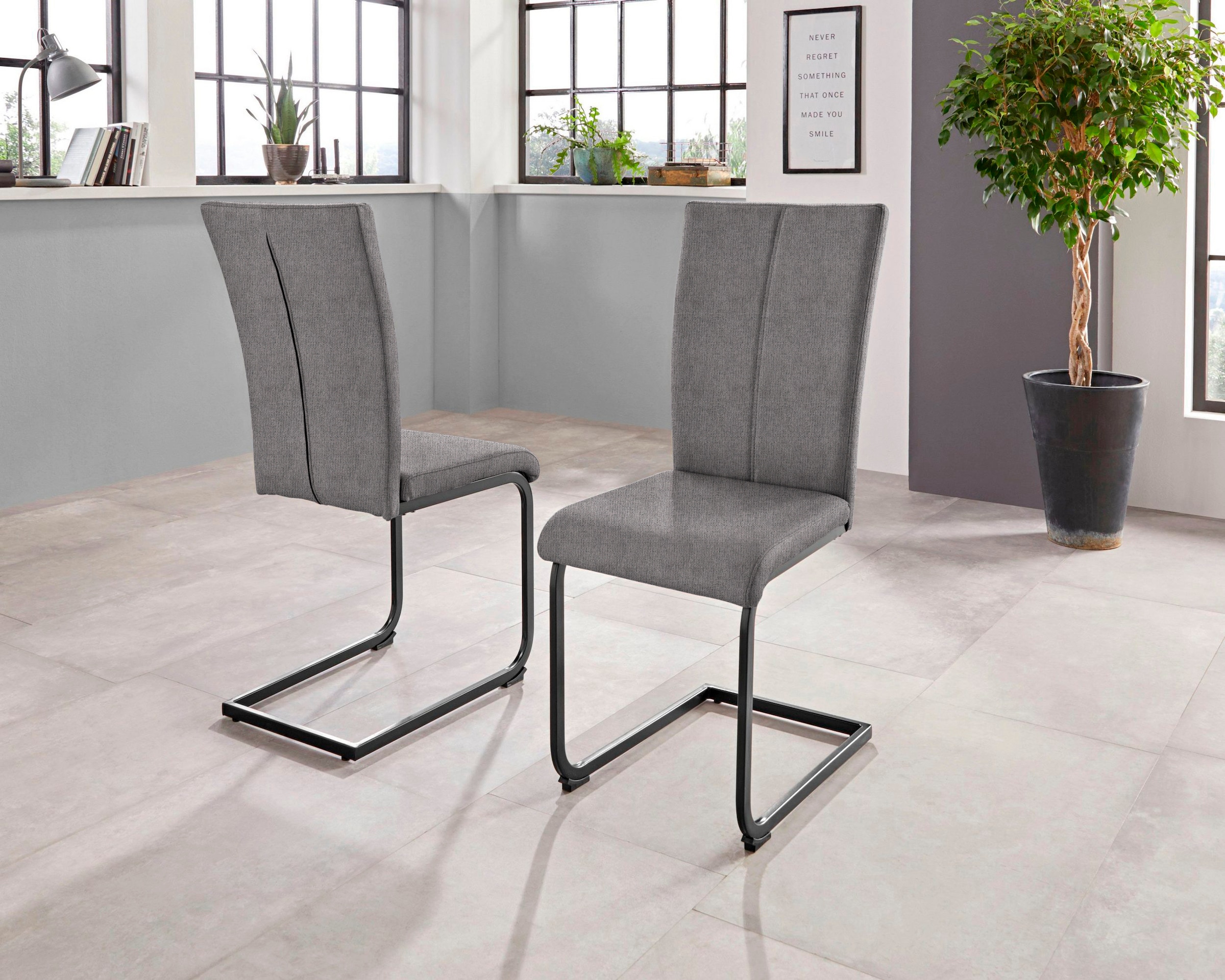 Home affaire Freischwinger »Oliver«, (Set), 2 St., Struktur weich, Stuhl belastbar bis 120 Kg